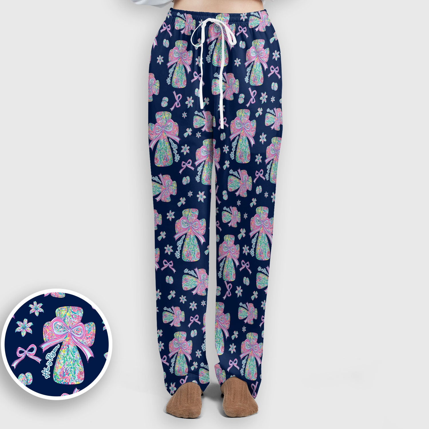 Colorful Bow Pattern Women's Scrub Sets, Breathable Med Uniform