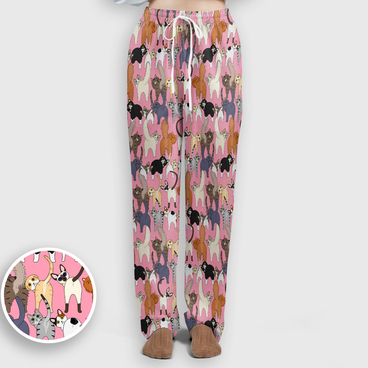 Whimsical Multicolor Cat Cartoon Pattern Scrub Set, Breathable Med Uniform