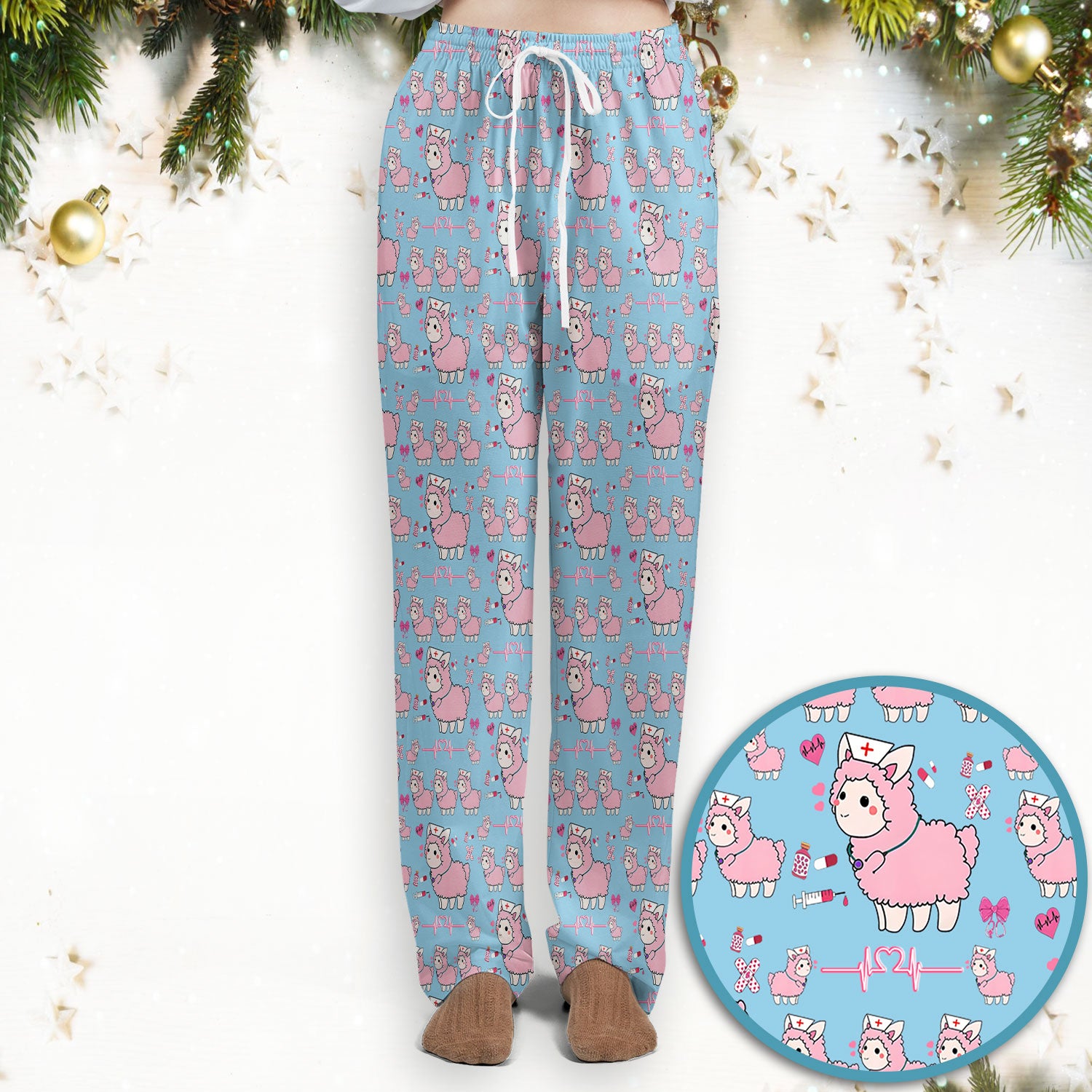 Llama Ain't Got Time For Your Drama Scrub Set, Funny Pattern Scrub Shirt, Breathable Fabrics Nursing Uniform