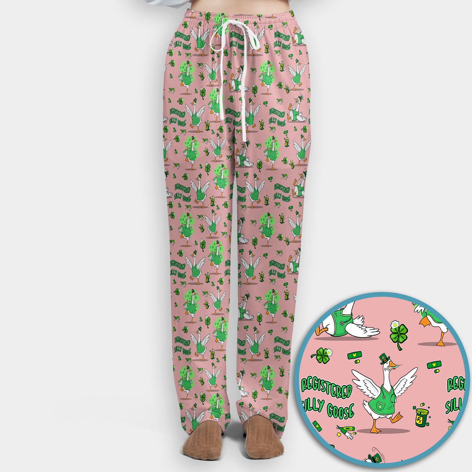 Silly Goose St. Patrick’s Day Scrub Set, Funny Goose Shamrock Pattern Nurse Scrub Shirt, Irish Green Nursing Uniform