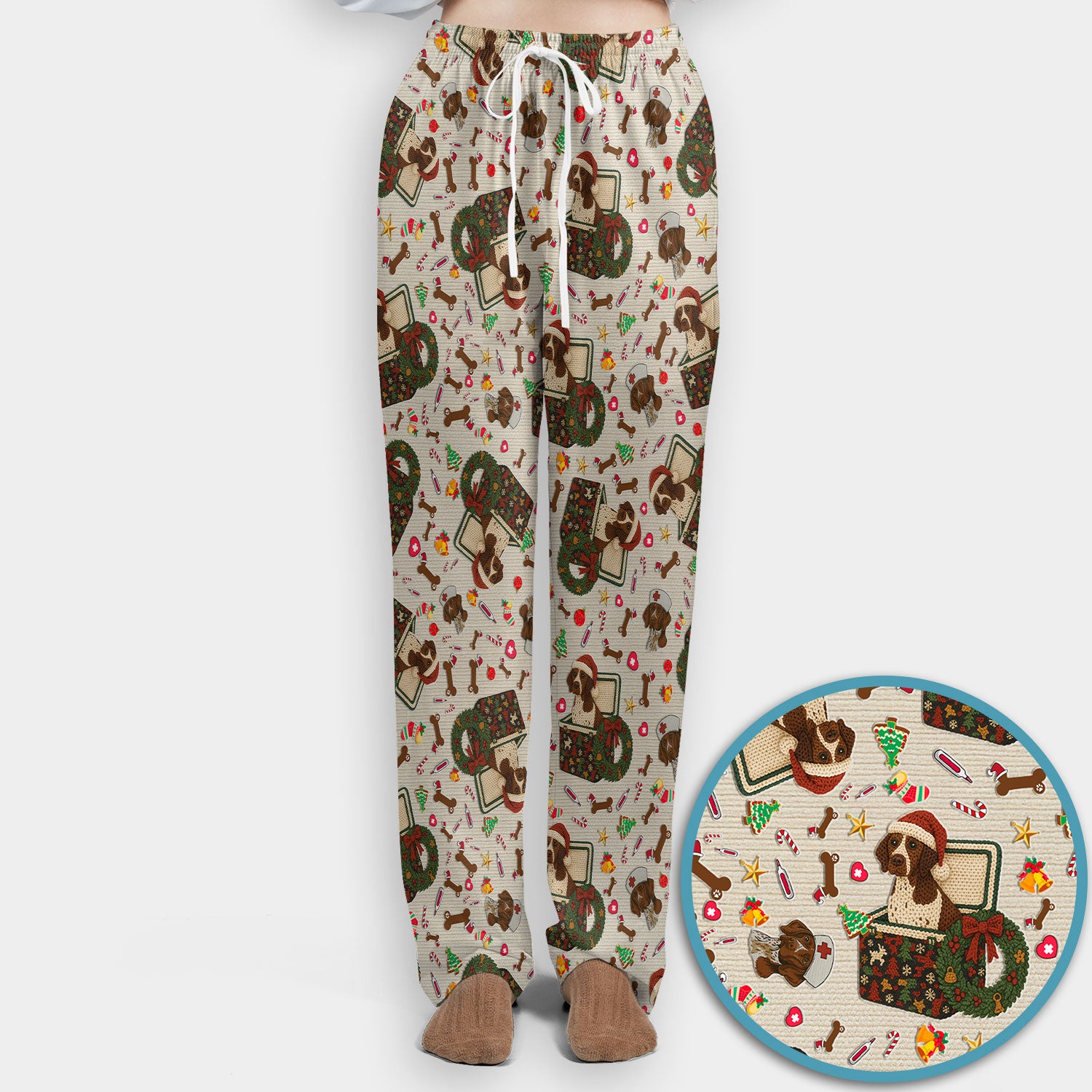 Funny Christmas Dog Scrub Set – Cute Pet Lover Holiday Pattern – Festive Medical Uniform for Nurses and Animal Care Workers