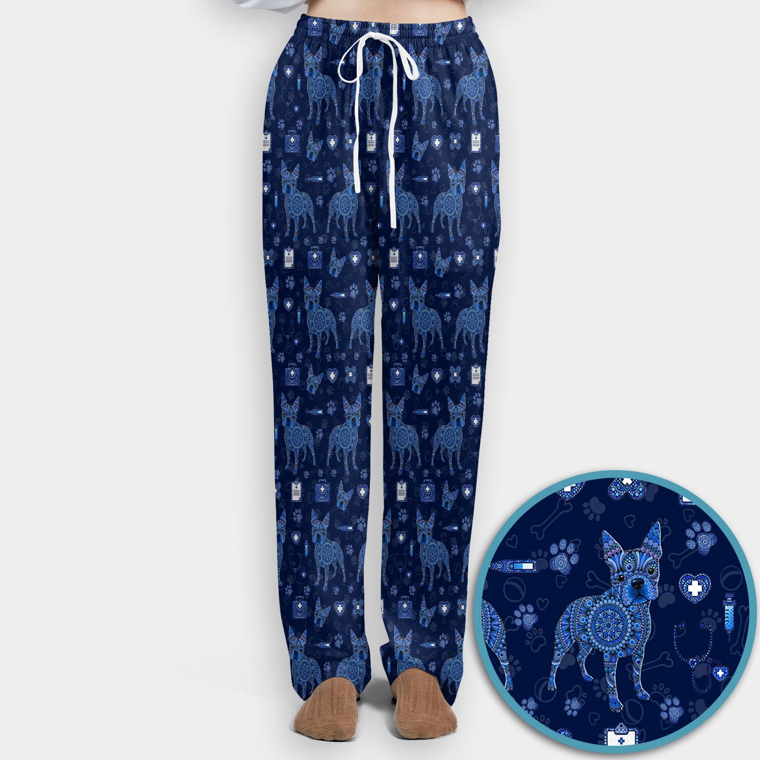 Blue Heeler Australian Cattle Dog Scrub Set, Australia Dot Art Pattern Shirt, Breathable Fabrics Nursing Uniform