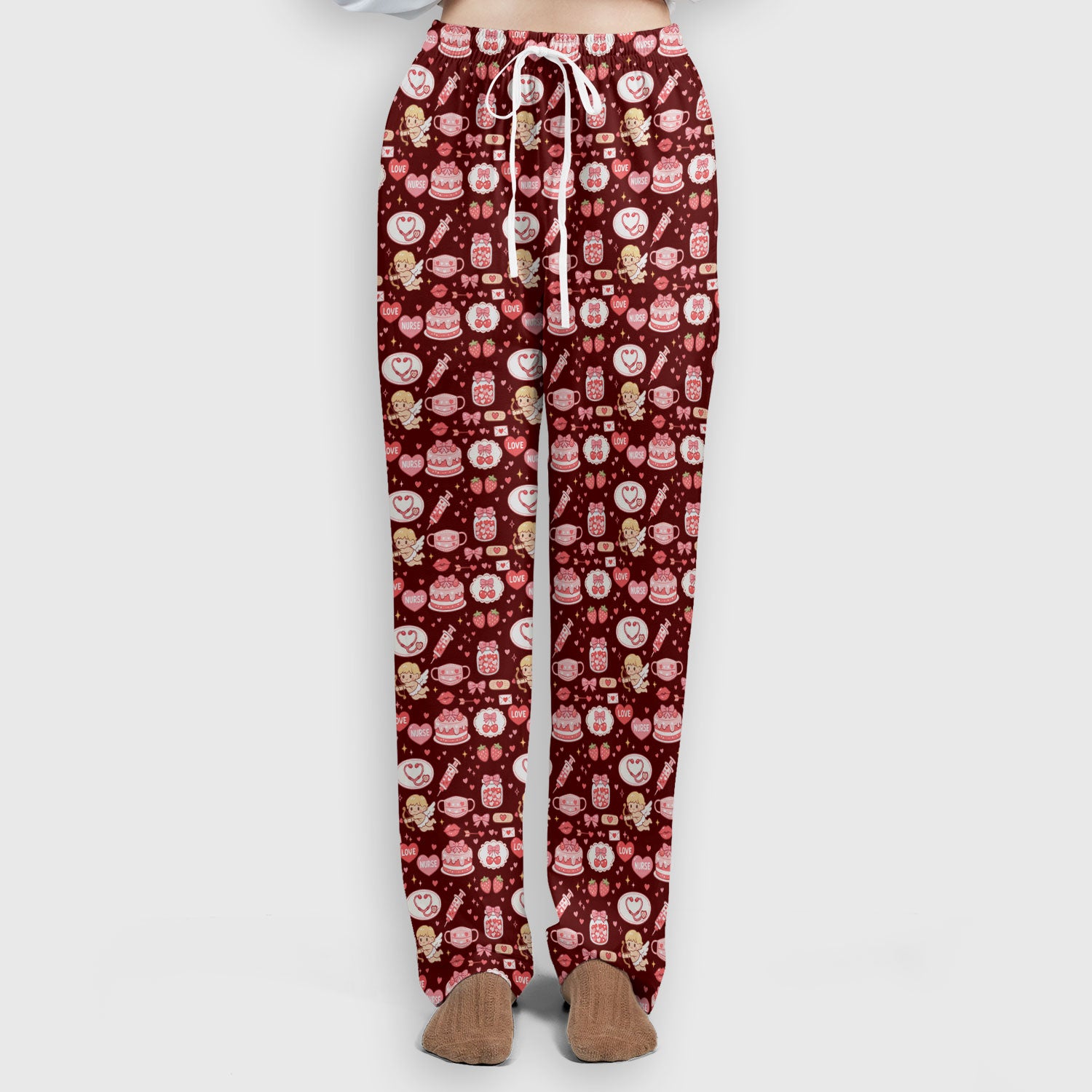 Cupid Nurse Scrub Set, Cute Love Medical Pattern Shirt For Valentine, Breathable Fabrics Nursing Uniform