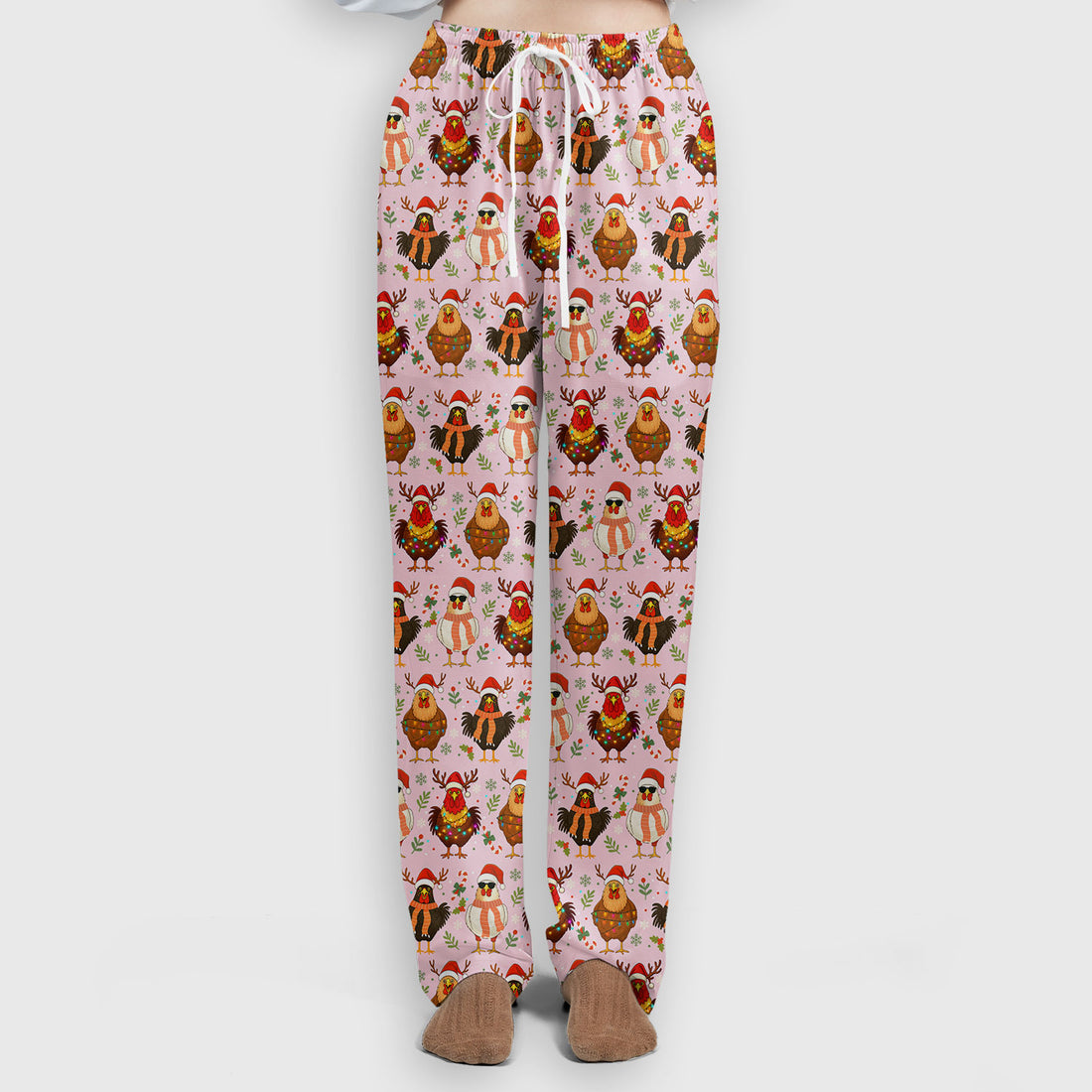 Funny Chicken Scrubs for Women - Christmas Pattern Scrub Top & Pants - Christmas Scrubs with Adorable Design
