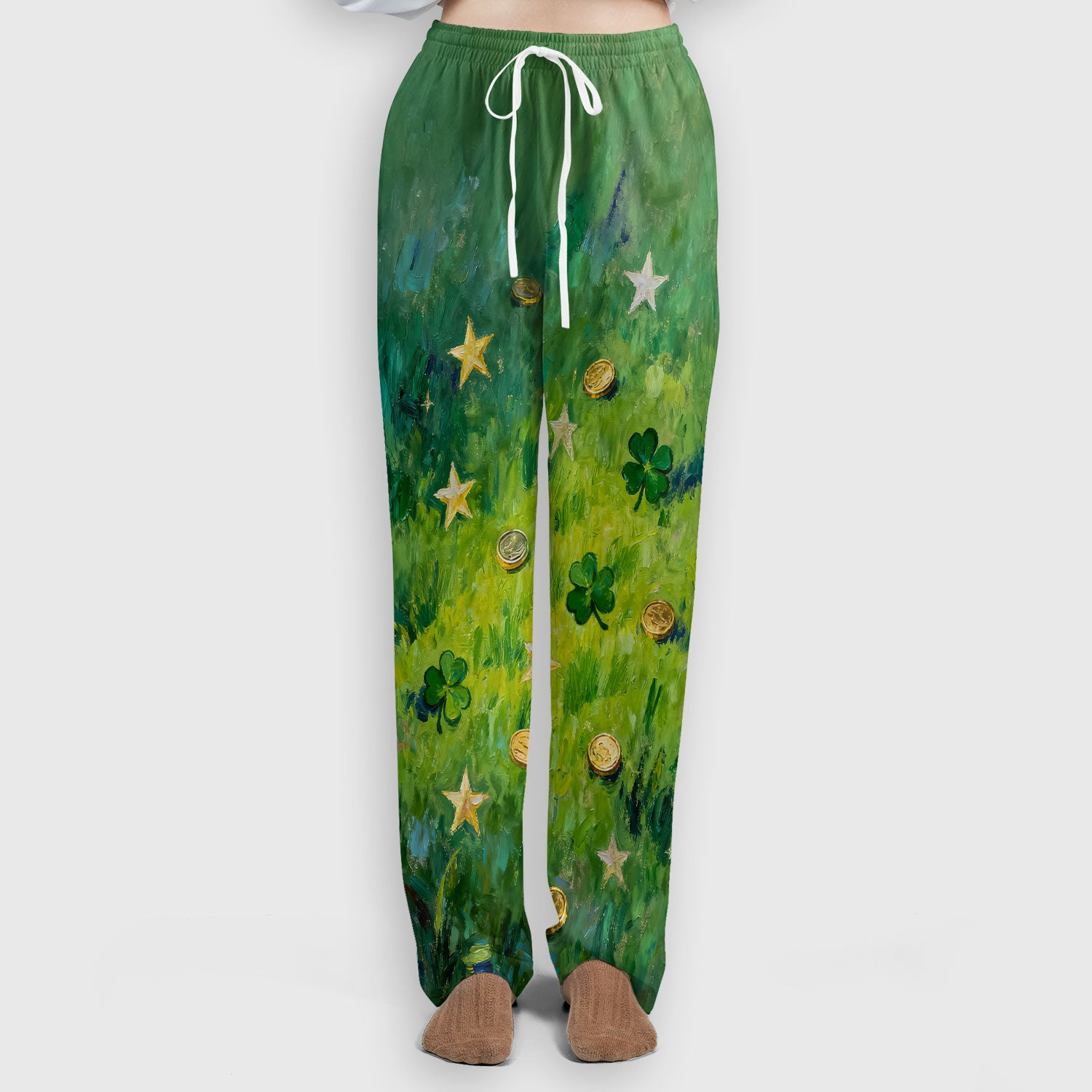 St. Patrick Lucky Shamrock Heart Scrub Set, Scrub Pants and V Neck Top