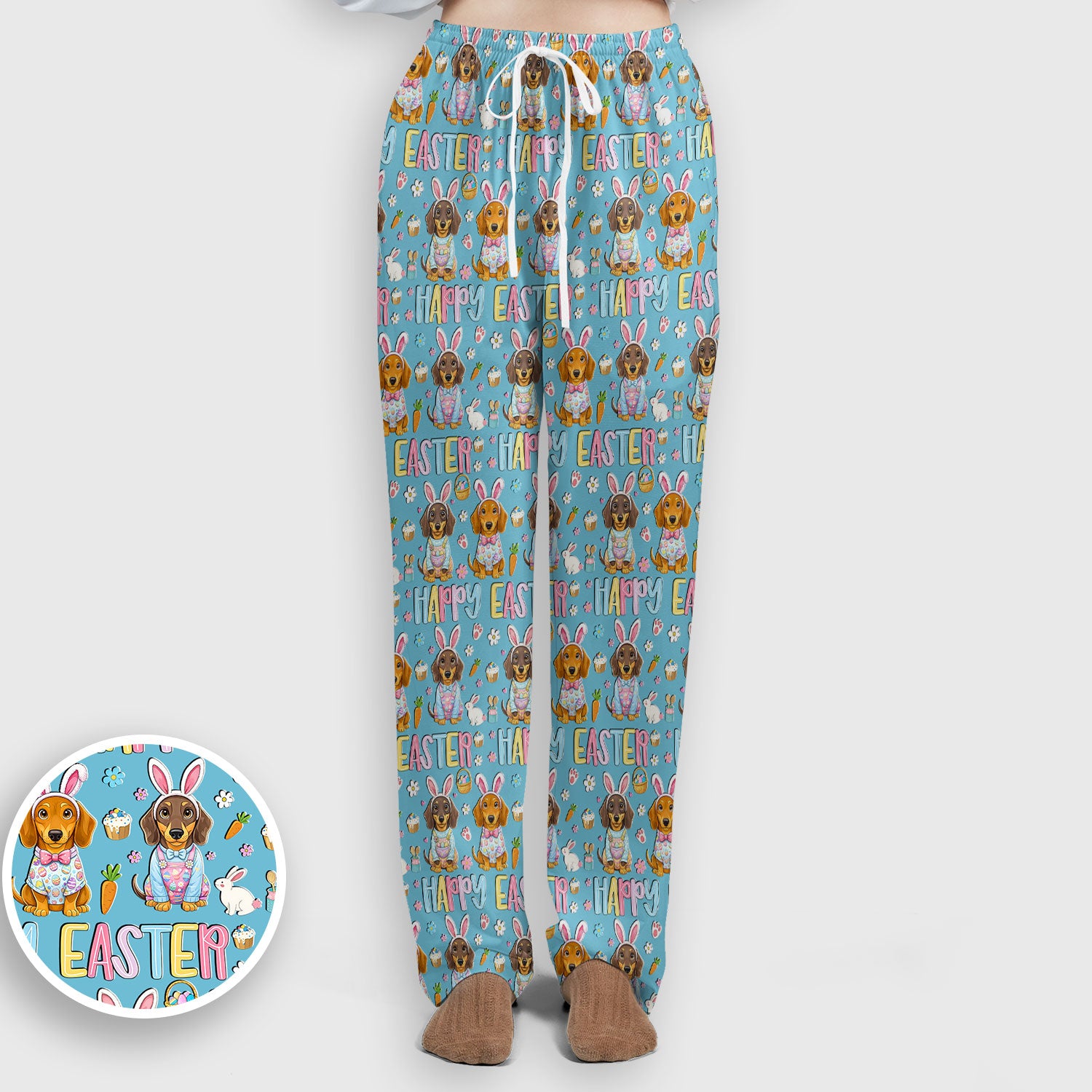 Happy Easter Dachshund Puppy Pattern Scrub Set, Breathable Med Uniform