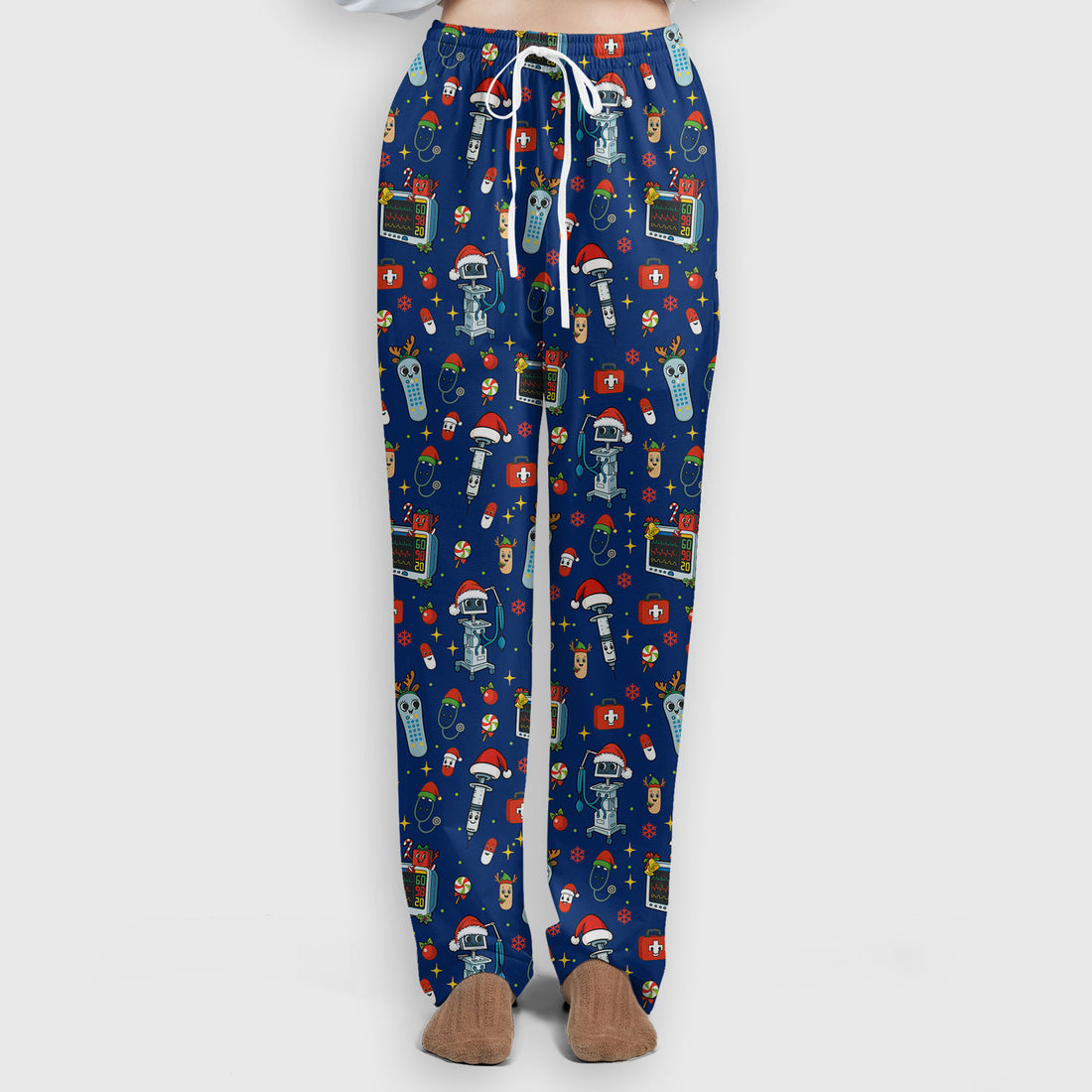 Christmas Nurse Scrub Set - Funny Robot and Reindeer Pattern Medical Scrubs - Cute Holiday Matching Set for Women Nurses