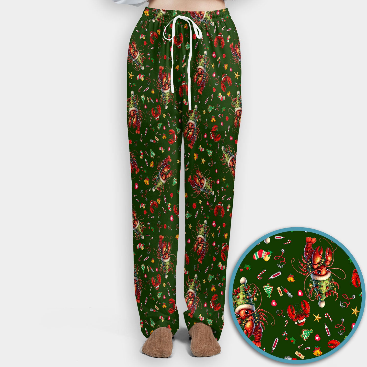 Whimsical Crawfish Christmas Scrub Set – Southern Christmas Cajun Holiday Crawfish Pattern – Cute Medical Uniform for Nurses, Vets And Healthcare Workers