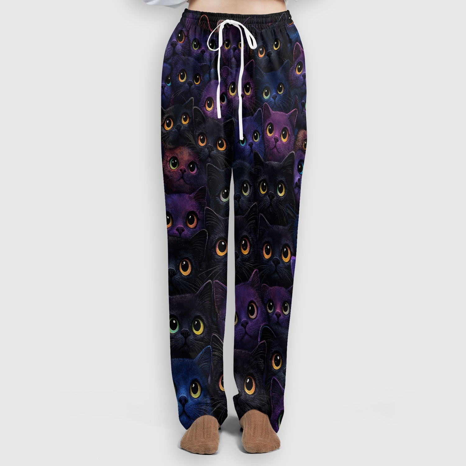 Cute Colorful Cat Eyes Pattern Scrub Set for Nurses, Scrub Pants and V Neck Top, Breathable Med Uniform