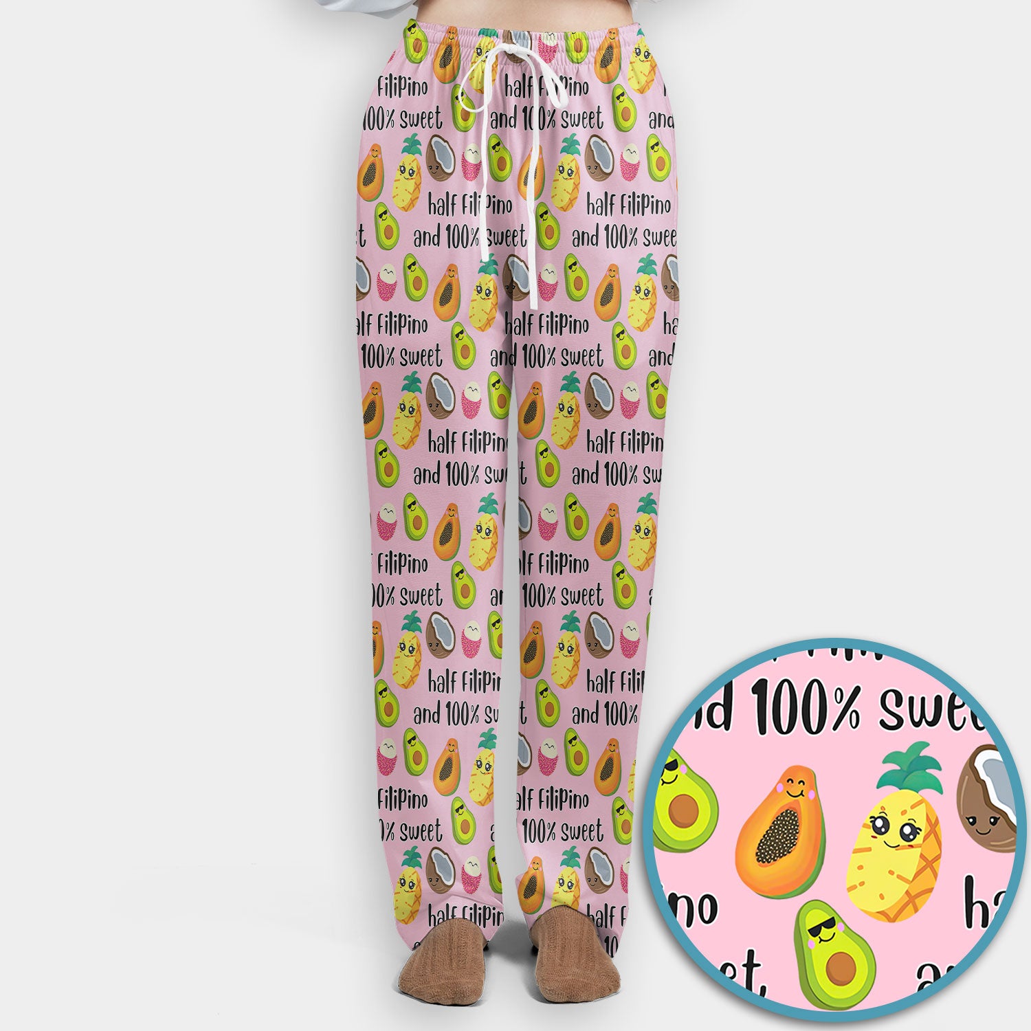 Playful Avocado Fruit Print Filipino Quote Scrub Set, Breathable Med Uniform