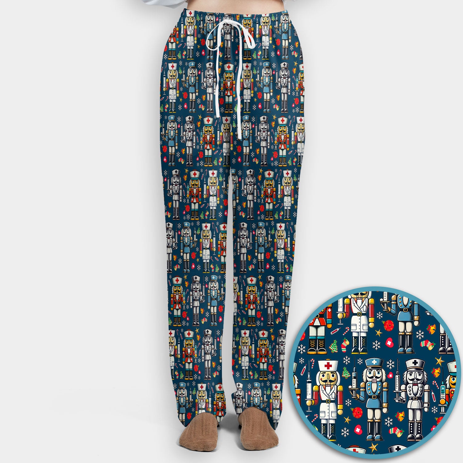 Funny Nutcracker Christmas Scrub Set – Cute Holiday Nurse Pattern Shirt – Festive Medical Uniform for RN, LPN, CNA, and Healthcare Workers