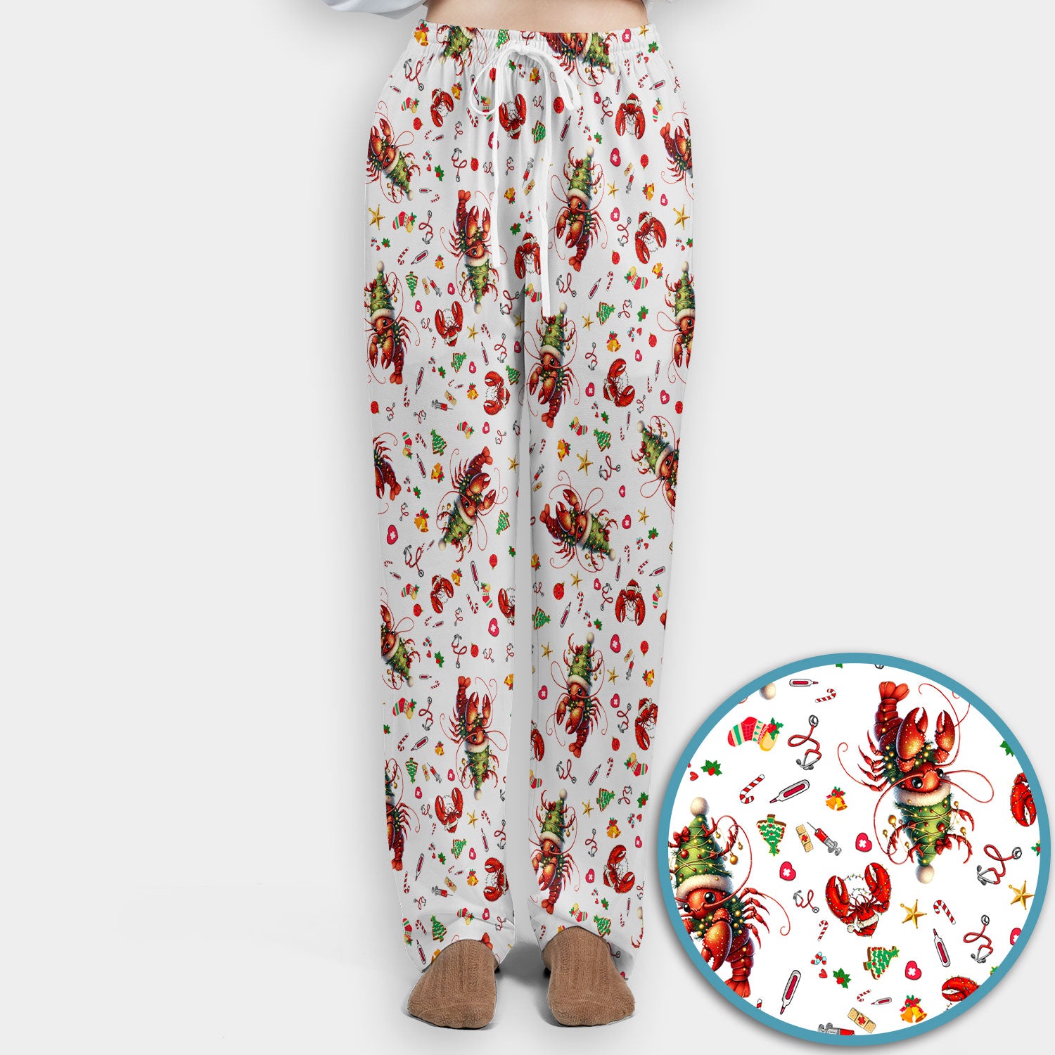 Whimsical Crawfish Christmas Scrub Set – Southern Christmas Cajun Holiday Crawfish Pattern – Cute Medical Uniform for Nurses, Vets And Healthcare Workers