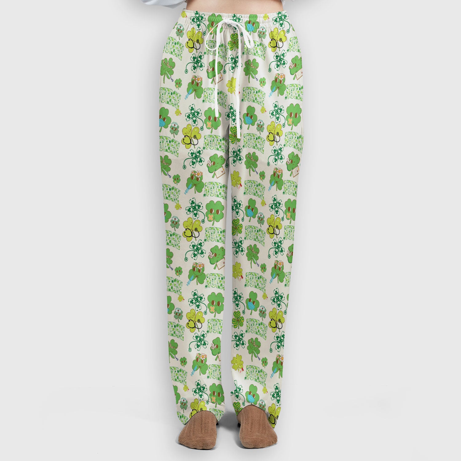 Lucky Shamrock Nurse Scrub Set, St. Patrick’s Day Nursing Shirt, Breathable Fabrics Nursing Uniform