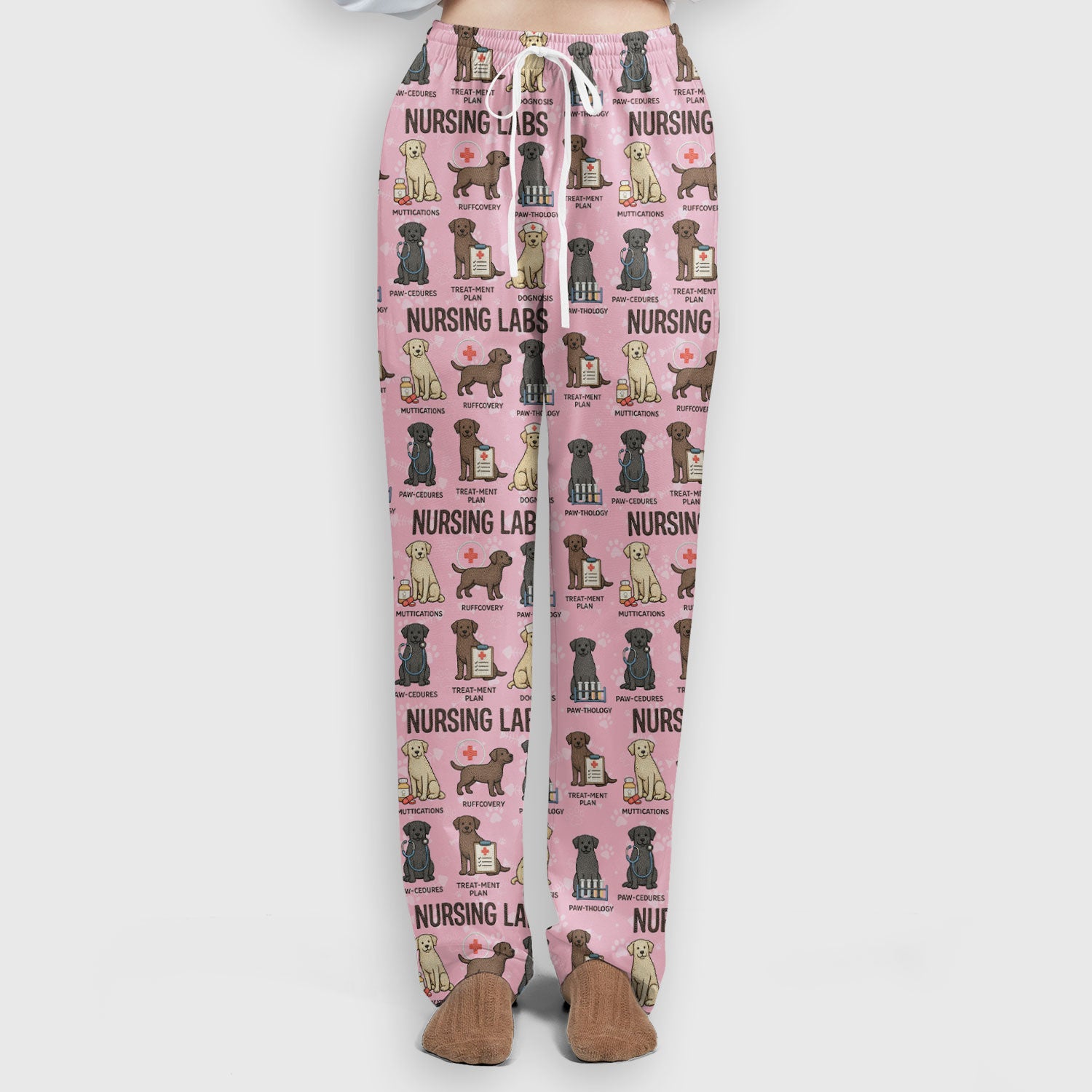 Playful Nursing Labs Dog Pattern Scrub Set, Nurse Uniform Scrubs Set