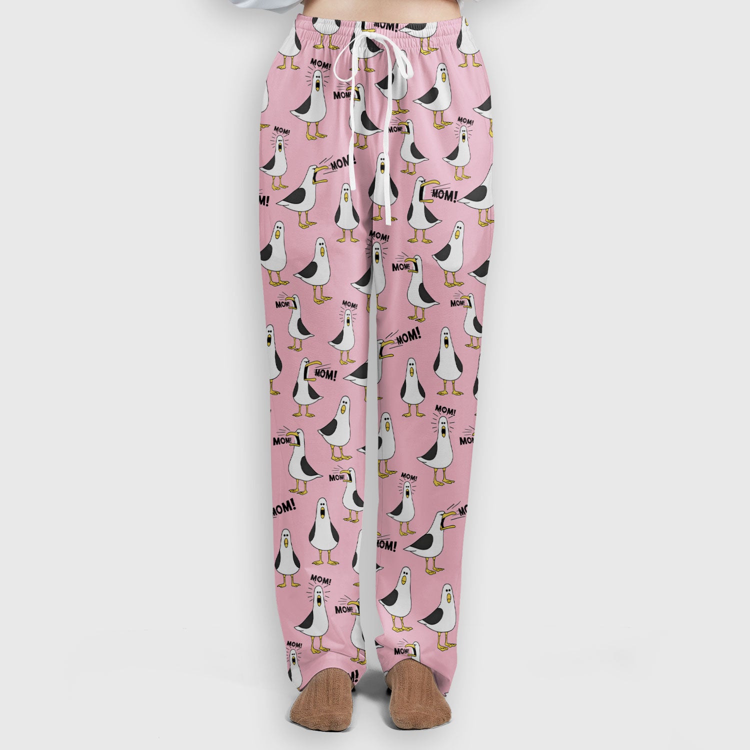 Funny Seagull Mom Seamless Pattern Scrub Set, Scrub Pants and V Neck Top