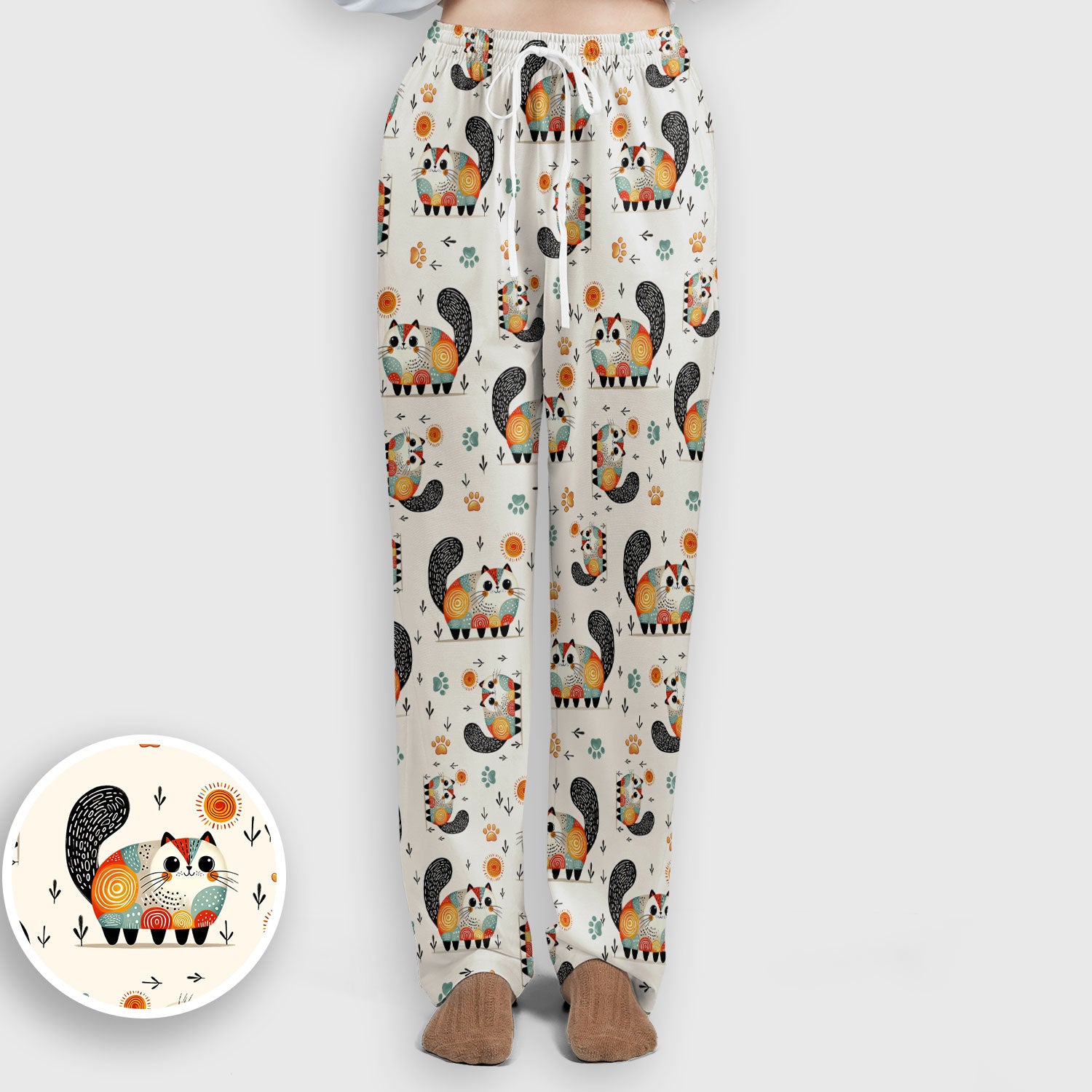 Playful Cat Illustration Women's Scrub Set, Breathable Med Uniform
