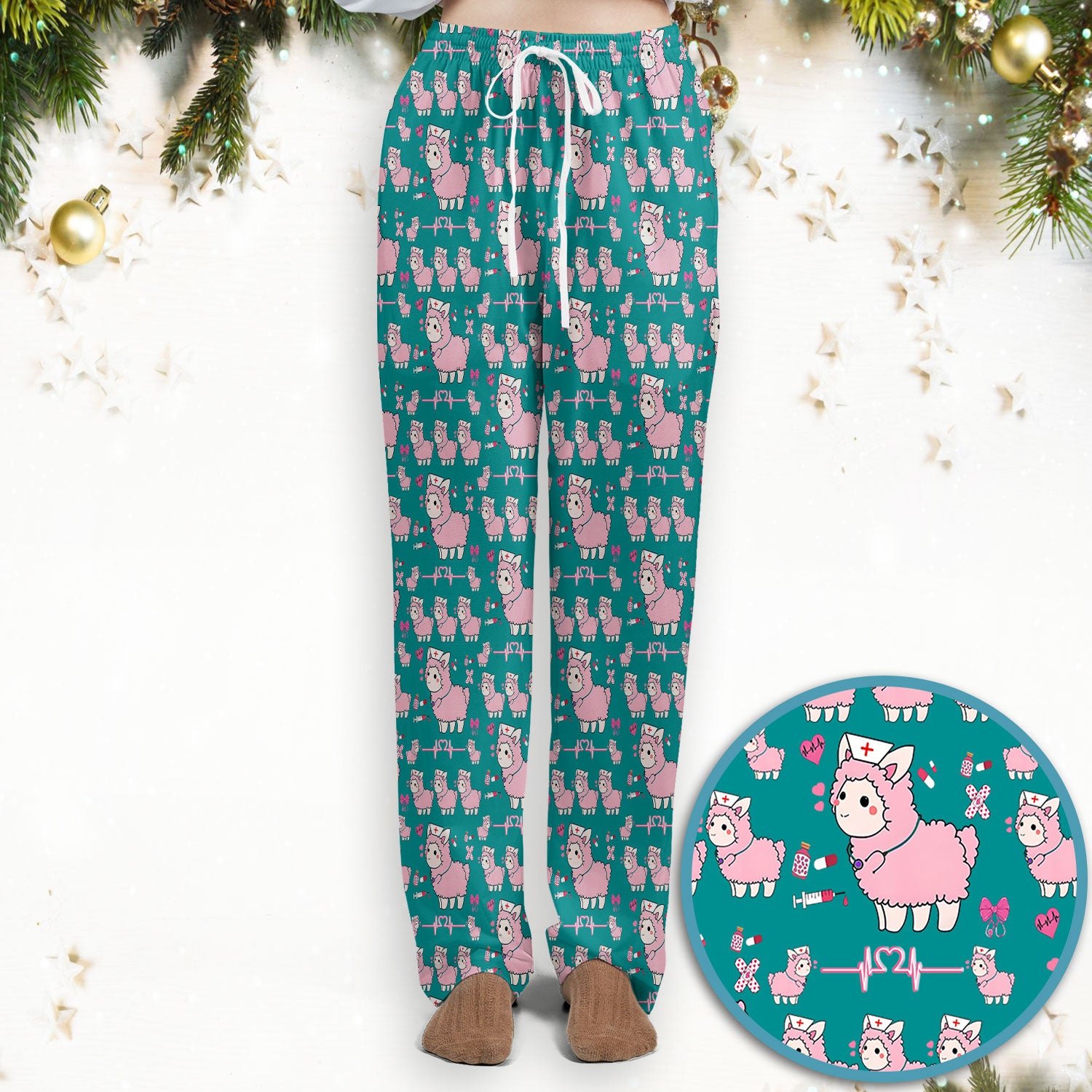 Llama Ain't Got Time For Your Drama Scrub Set, Funny Pattern Scrub Shirt, Breathable Fabrics Nursing Uniform