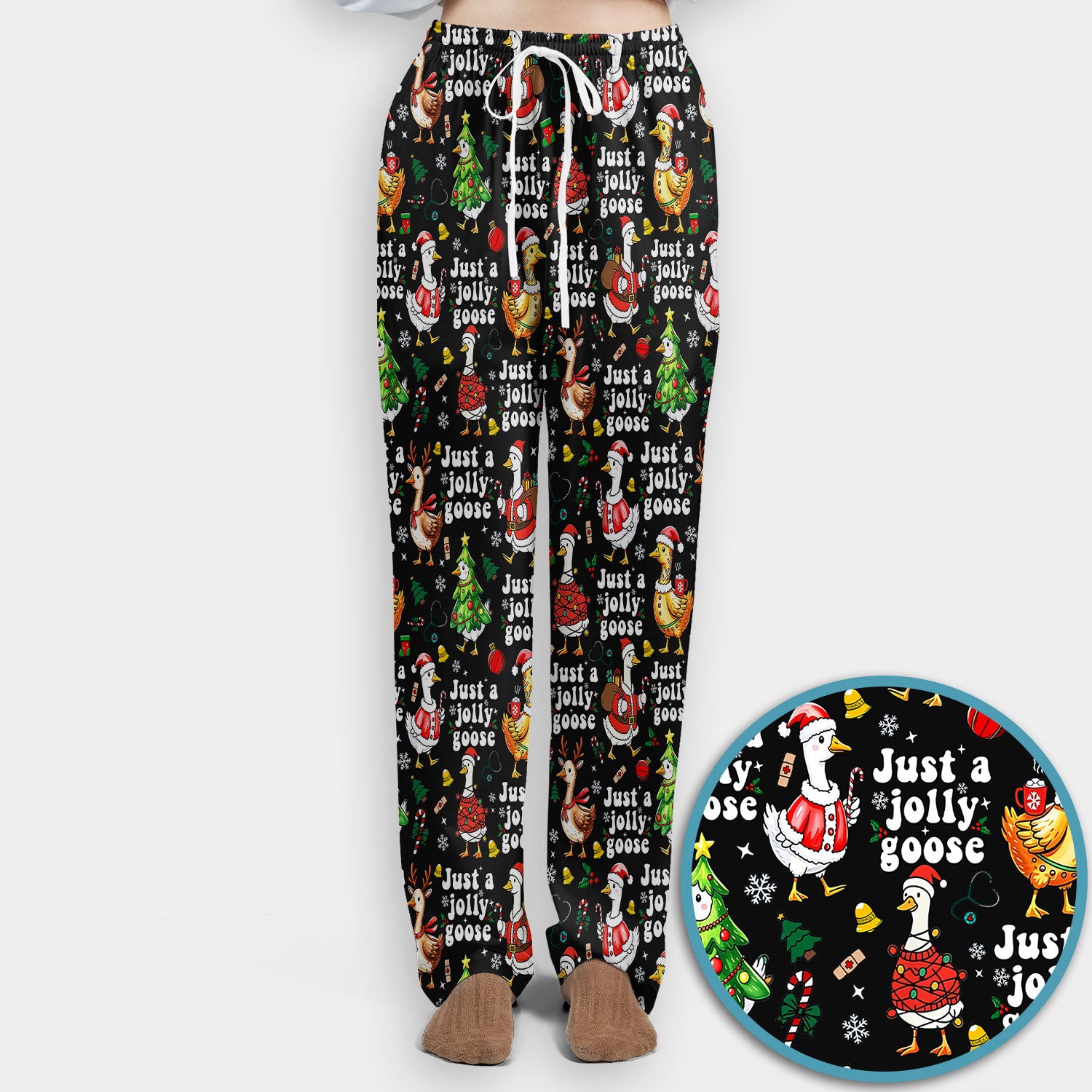 Just a Jolly Goose Funny Christmas Scrub Set - Holiday Medical Uniform for Nurse - Santa Goose Pants and Top