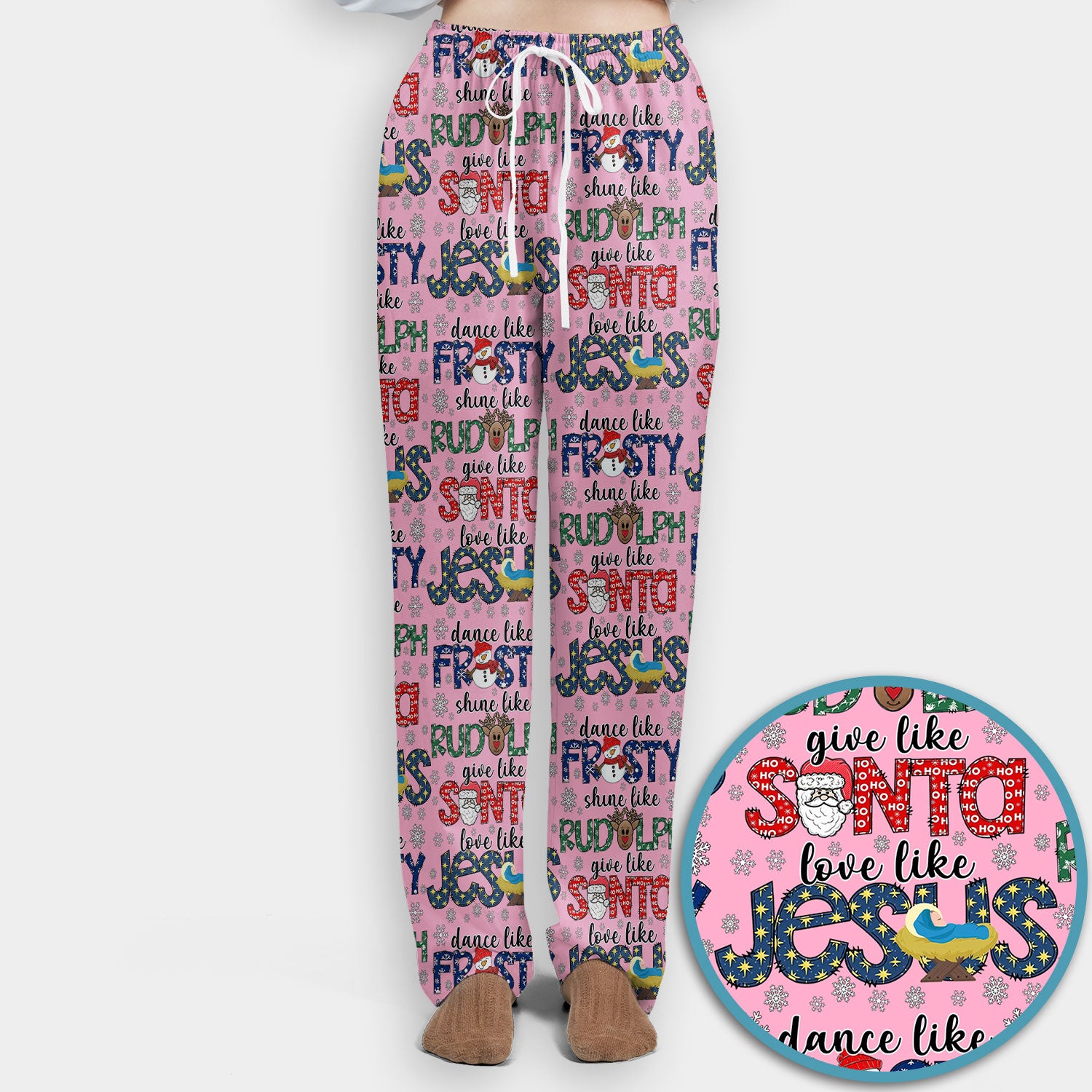 Christmas Rudolph  Women's Scrub Sets - Dance Like Frosty Shine Like Rudolph Give Like Santa Love Like Jesus - Holiday Med Uniform