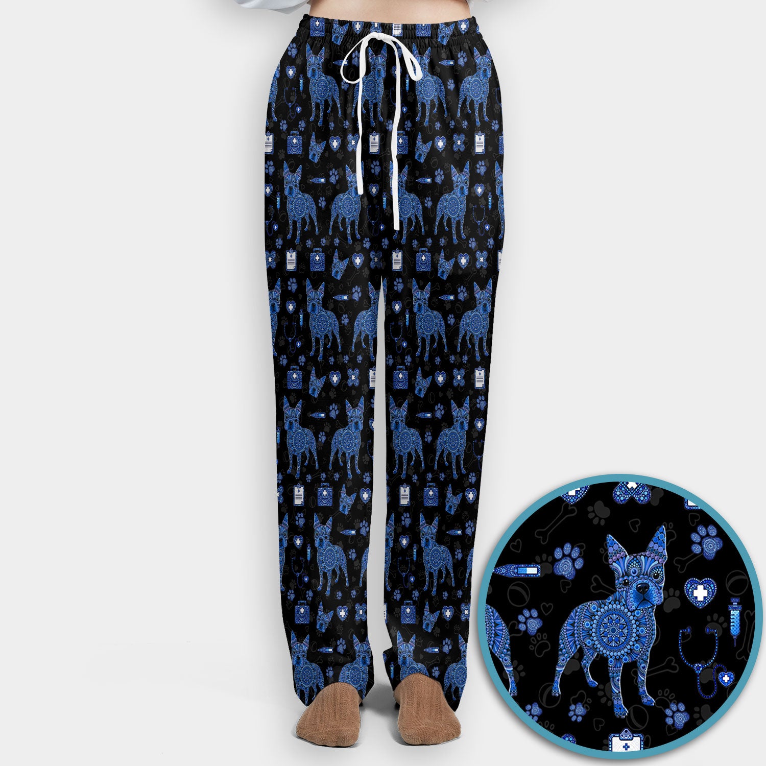 Blue Heeler Australian Cattle Dog Scrub Set, Australia Dot Art Pattern Shirt, Breathable Fabrics Nursing Uniform