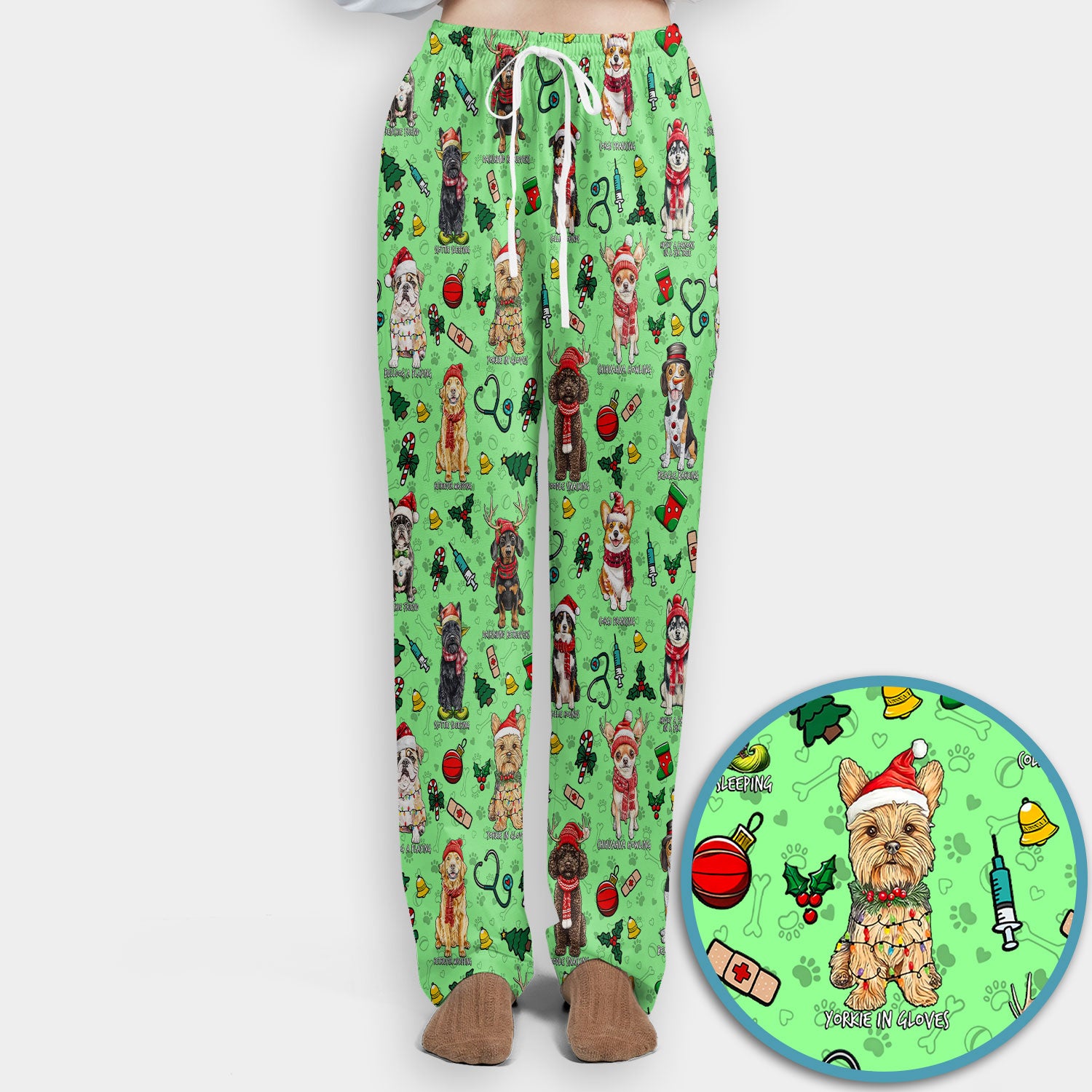 Cute Christmas Dog Scrubs Sets for Nurses - Corgi, Dachshund, Husky, Poodle & Labrador - Funny Holiday Medical Uniform for RN CNA LPN