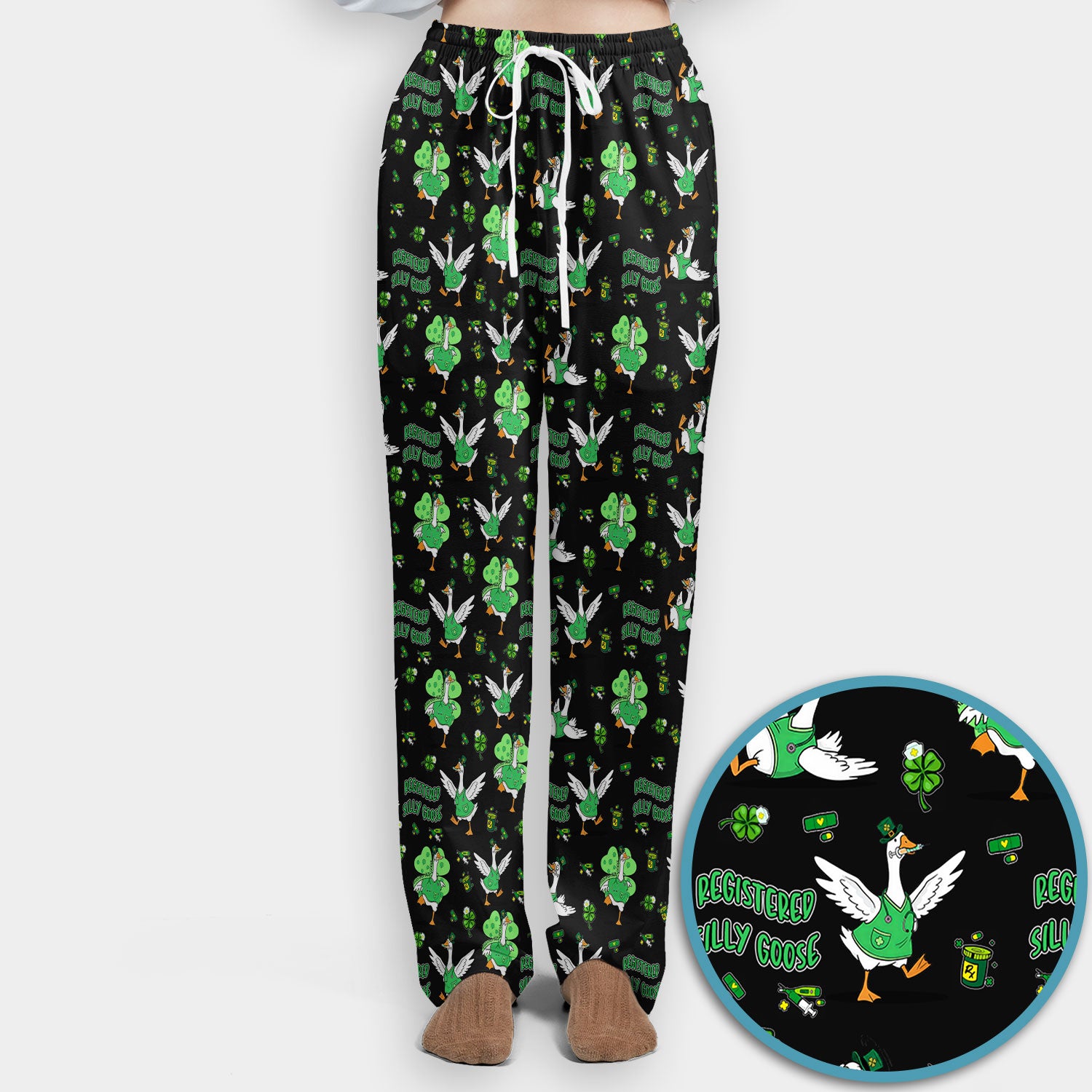 Silly Goose St. Patrick’s Day Scrub Set, Funny Goose Shamrock Pattern Nurse Scrub Shirt, Irish Green Nursing Uniform