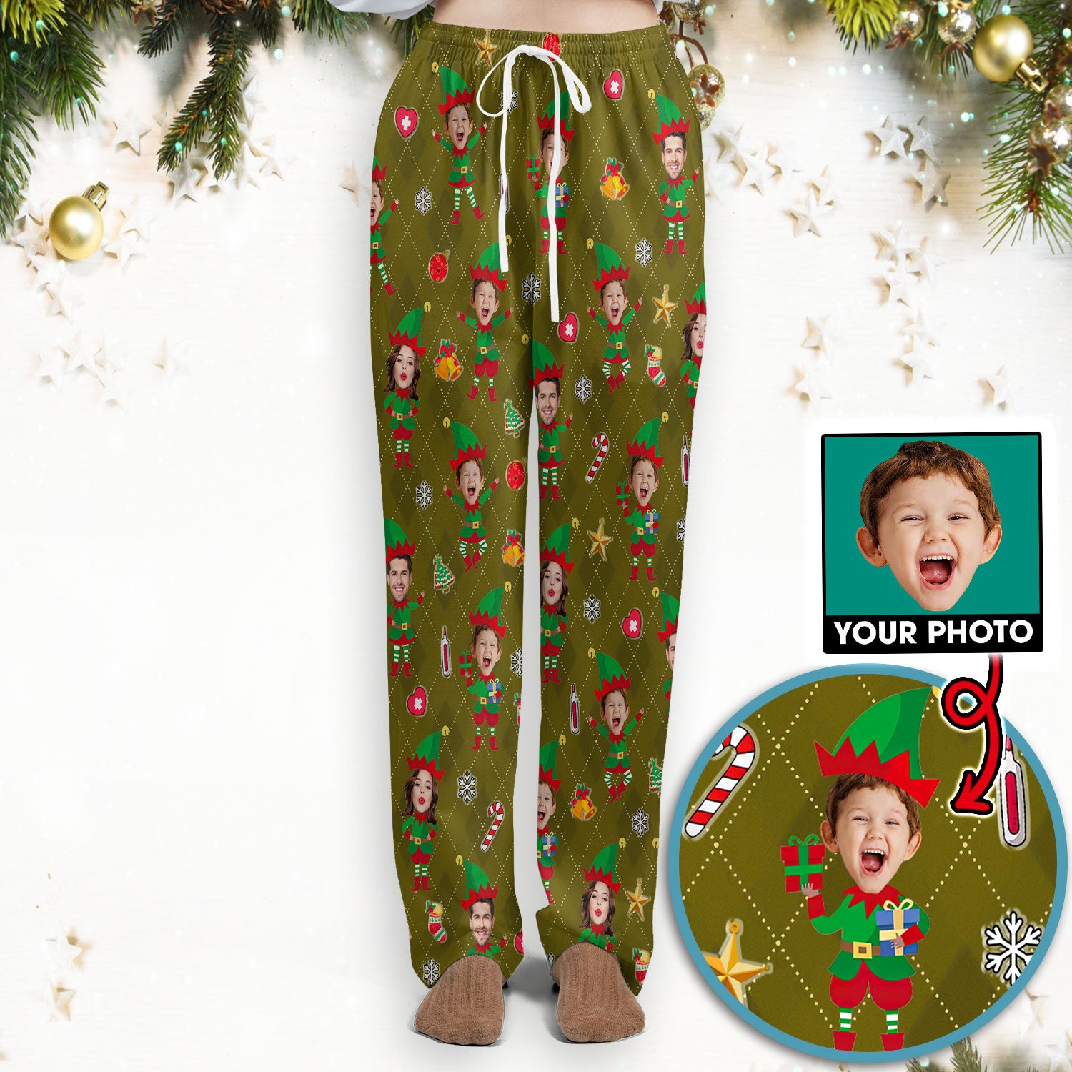 Personalized Face Nurse Uniform, Custom Photo Christmas Scrub Set, Funny Holiday Medical Uniform For Nursing