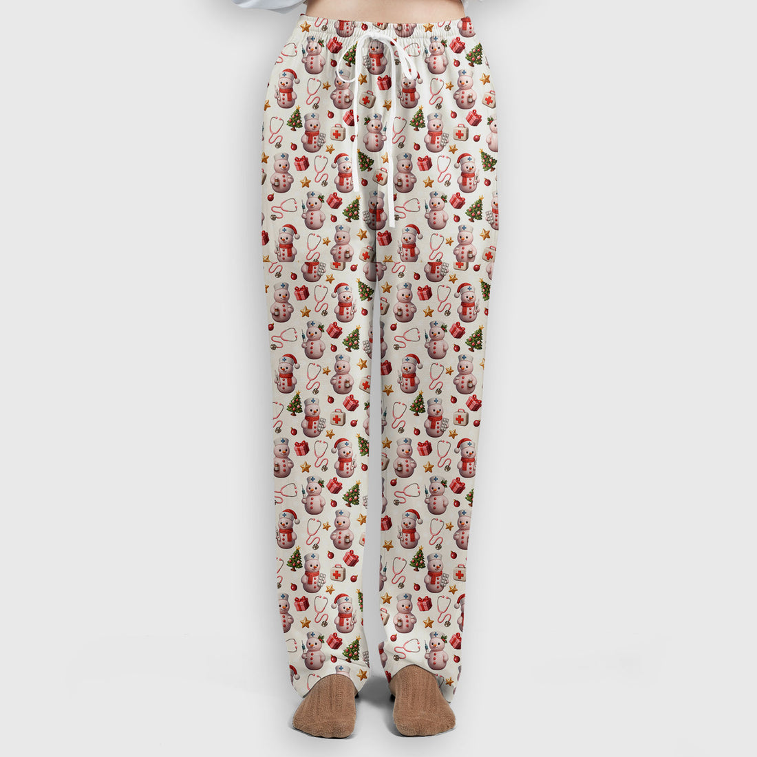 Snowman Pattern Christmas Scrub Set - Cute Holiday Medical Scrubs for Women - Funny Festive Nurse Gift for RN LPN CNA