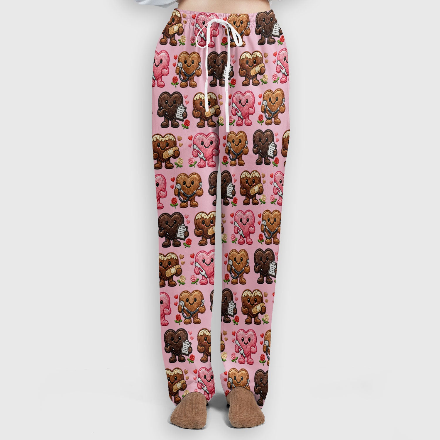 Valentine Heart Nurse Scrub Set, Cute Medical Love Pattern Shirt, Breathable Fabrics Nursing Uniform