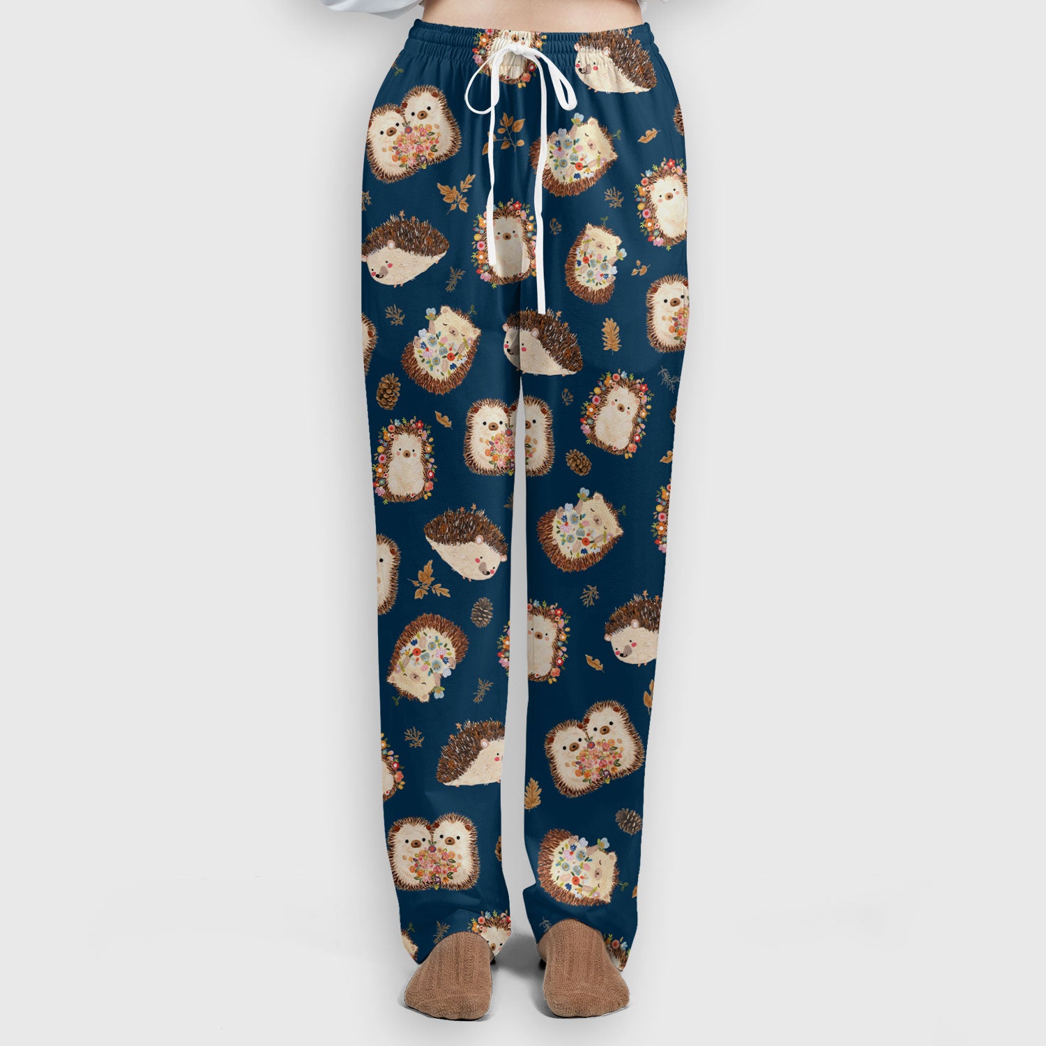 Cute Hedgehog Floral Scrub Set, Breathable Med Uniform