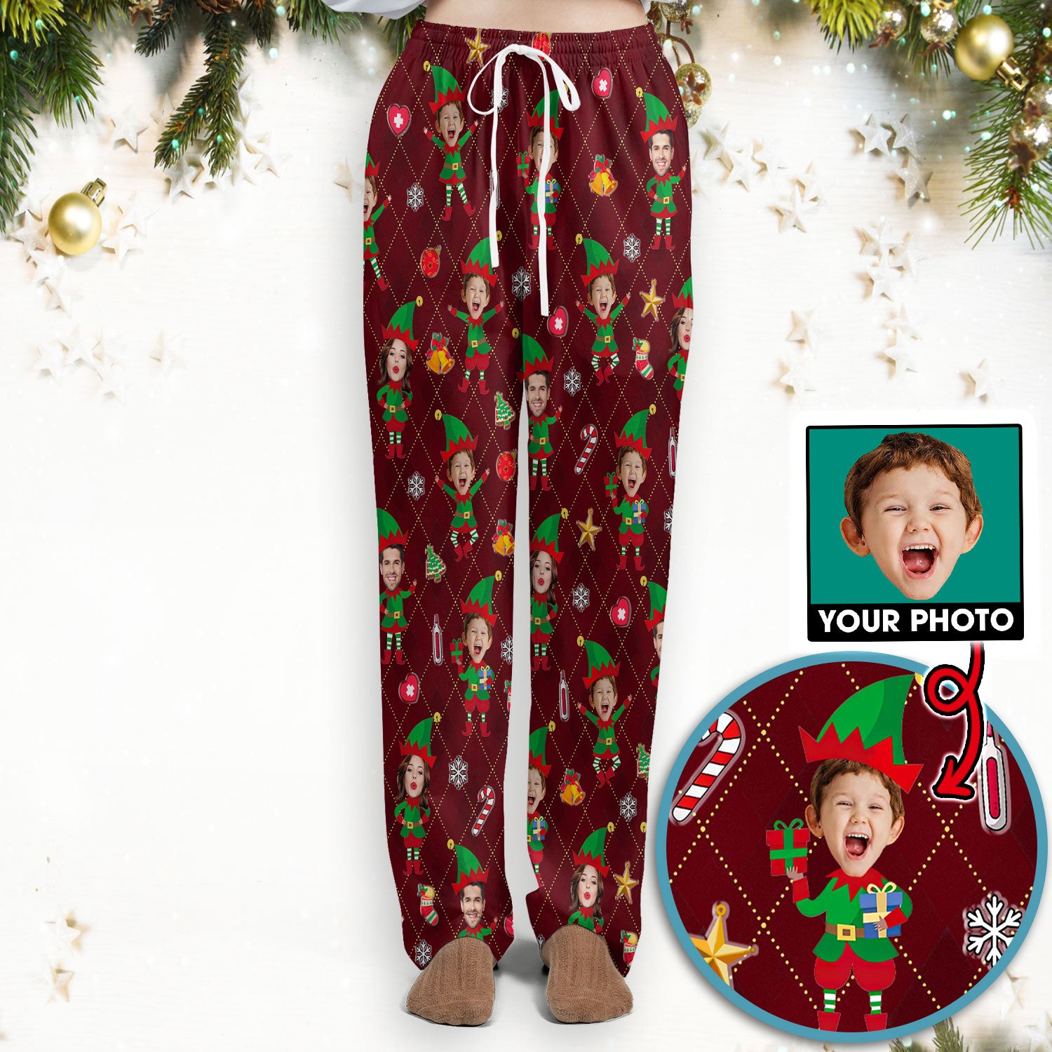 Personalized Face Nurse Uniform, Custom Photo Christmas Scrub Set, Funny Holiday Medical Uniform For Nursing