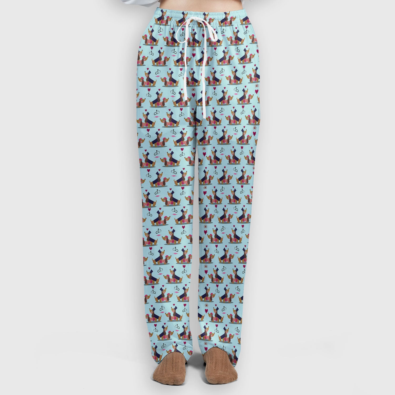 Valentine Dachshund Nurse Scrub Set - Funny Couple Gift for Women