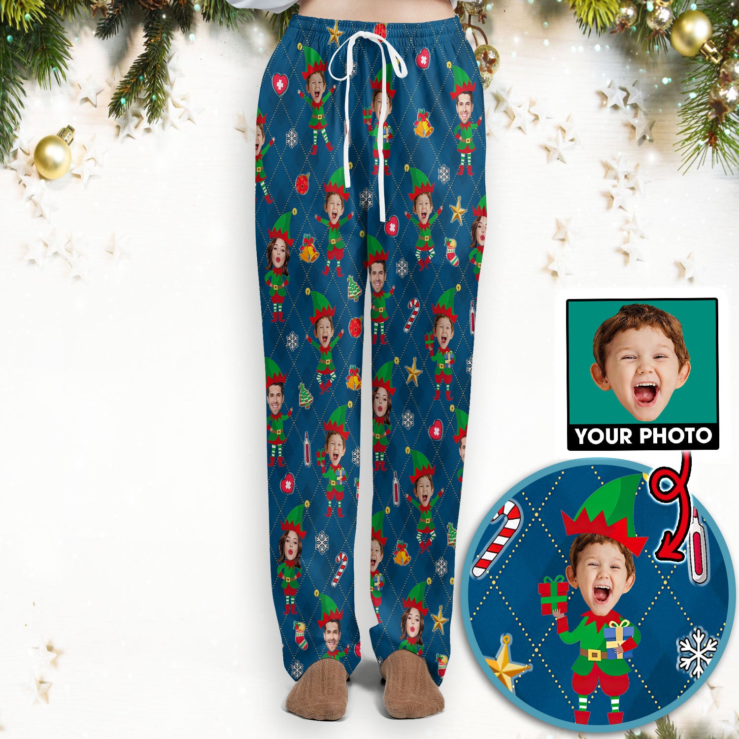 Personalized Face Nurse Uniform, Custom Photo Christmas Scrub Set, Funny Holiday Medical Uniform For Nursing