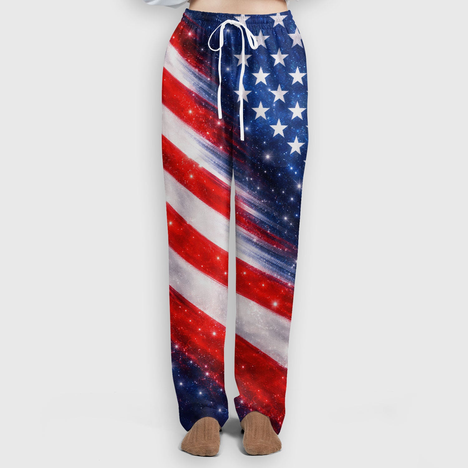 USA Flag Glitter Butterfly Rhinestone Pattern Scrub Sets, Breathable Med Uniform