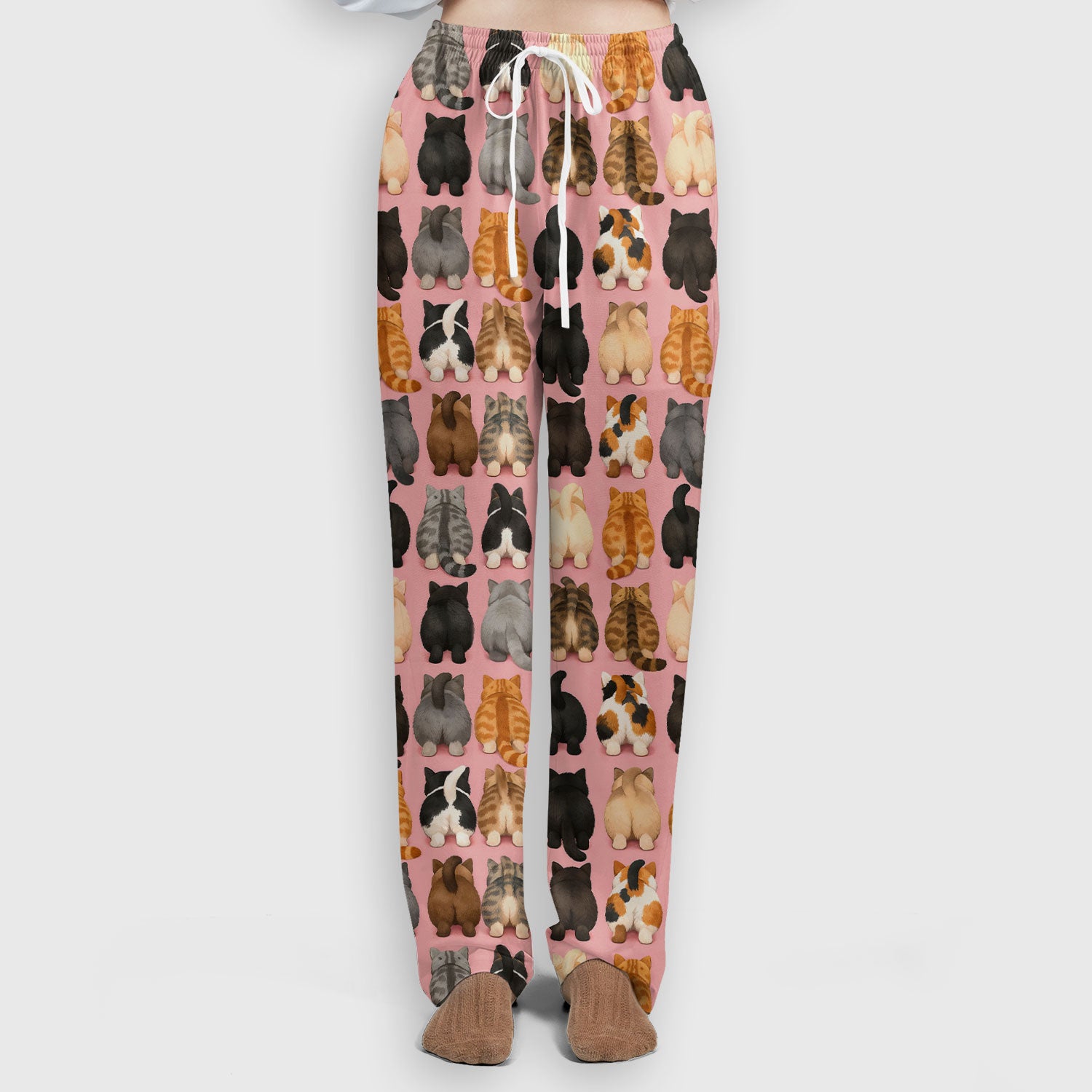 Cute Cats Back View Pattern Scrubs Sets, Scrub Pants and V Neck Top