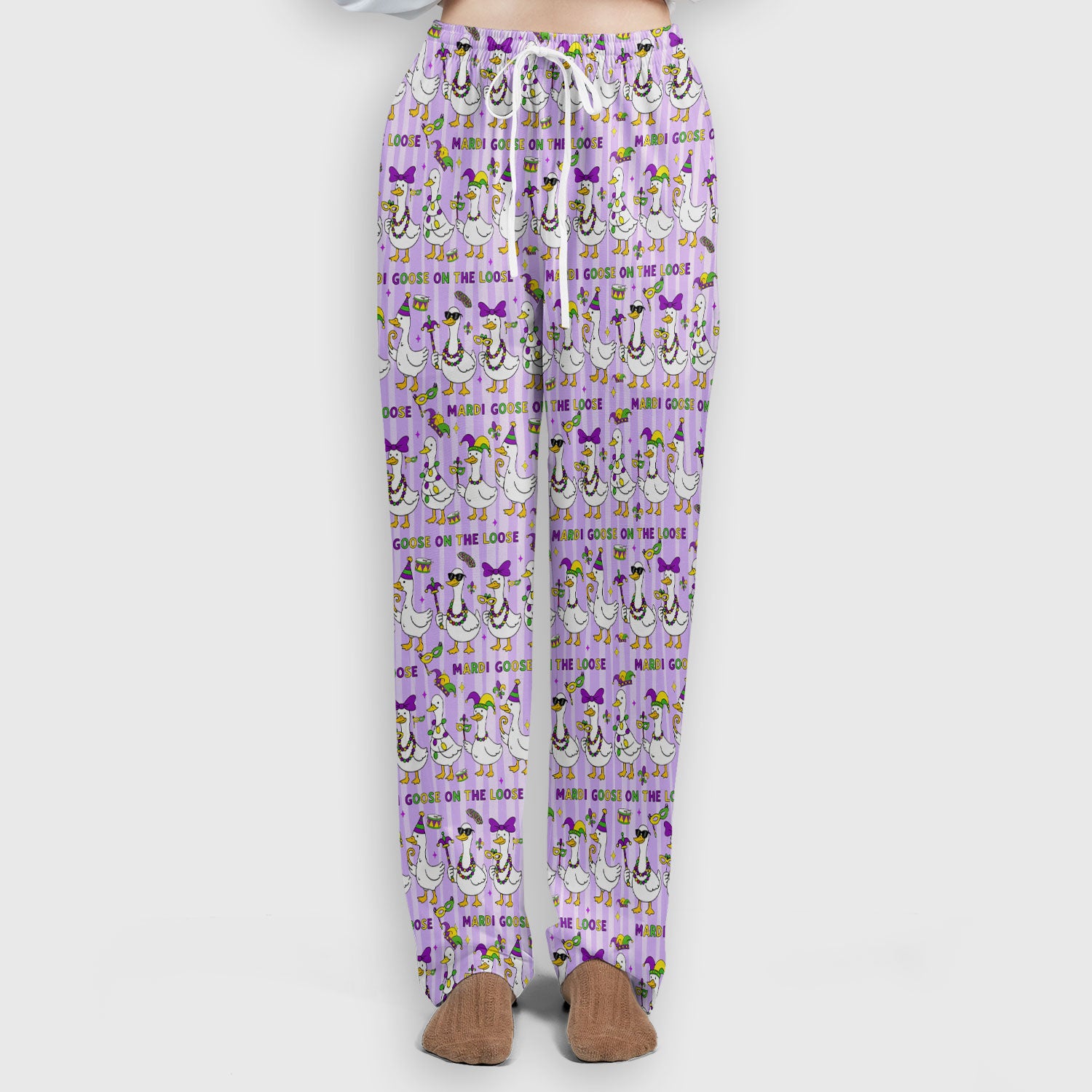 Mardi Gras Goose Nurse Scrub Set, Funny Carnival Medical Pattern Nurse Shirt, Breathable Fabrics Nursing Uniform