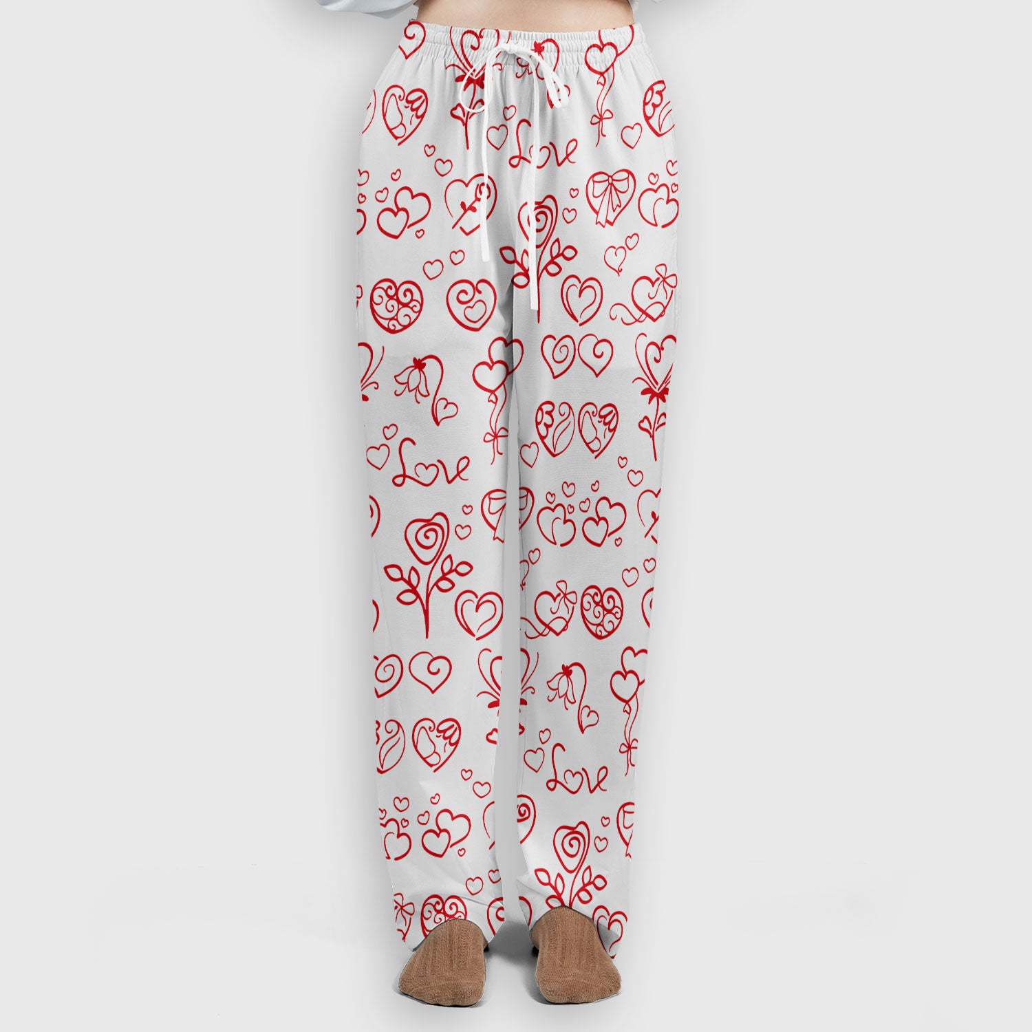 Cute Valentine Heart Scrub Set, Artistic Heart Pink Love Line Art Pattern Nurse Shirt, Comfortable Scrubs For Nursing