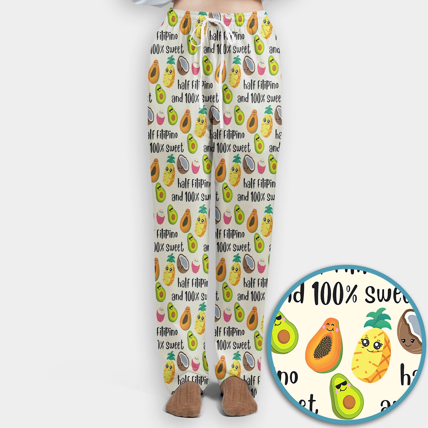Playful Avocado Fruit Print Filipino Quote Scrub Set, Breathable Med Uniform