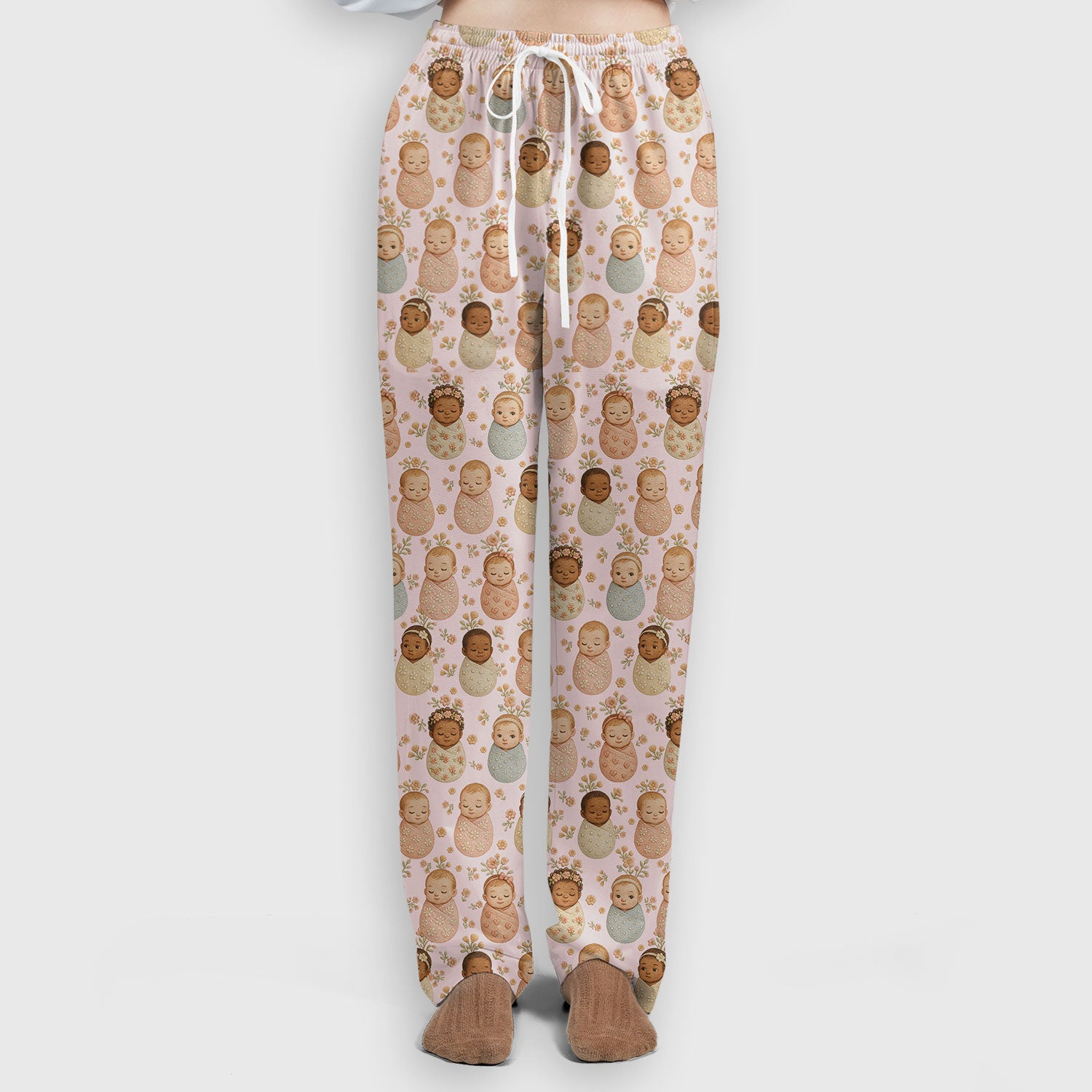 Sweet Newborn Baby Floral Print Women's Scrub Set, Breathable Med Uniform