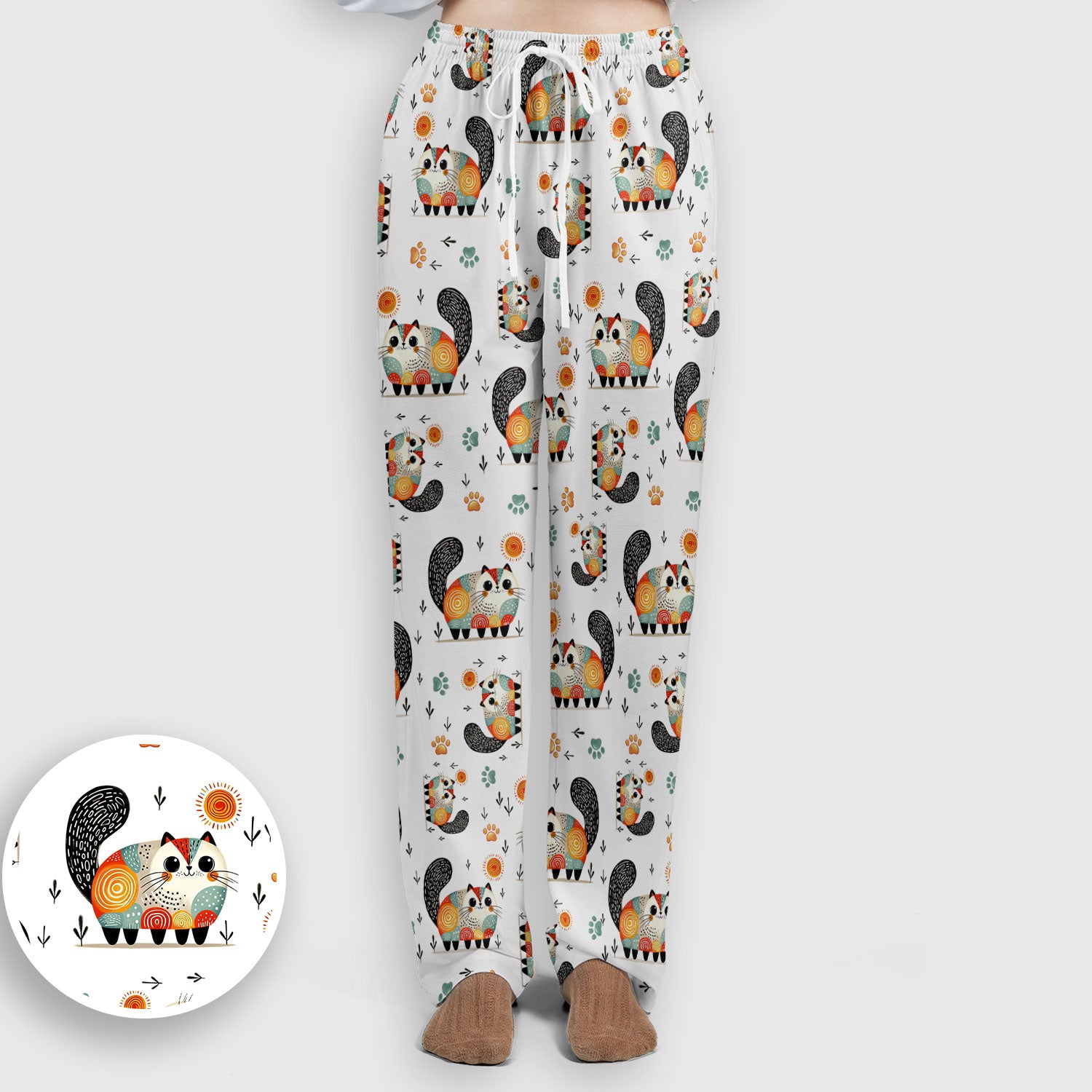 Playful Cat Illustration Women's Scrub Set, Breathable Med Uniform