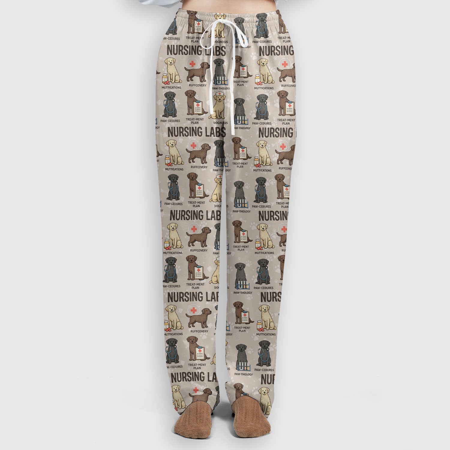 Playful Nursing Labs Dog Pattern Scrub Set, Nurse Uniform Scrubs Set