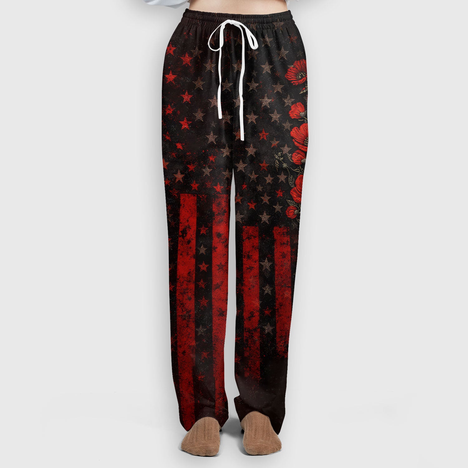 Red Friday Nurse American Flag Poppy Scrub Set, Scrub Pants and V Neck Top