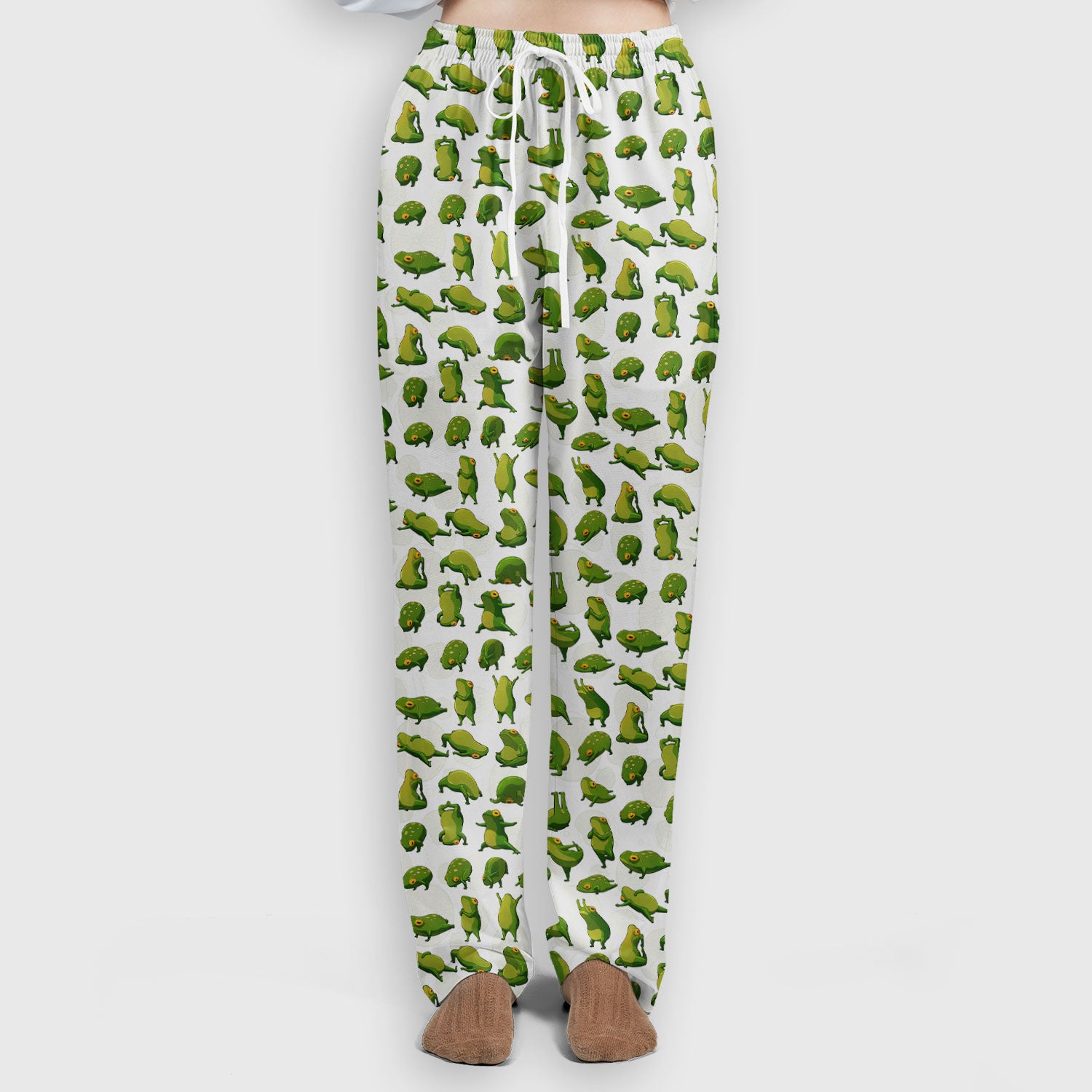 Cute Frog Cartoon Pattern Scrub Set, Breathable Med Uniform
