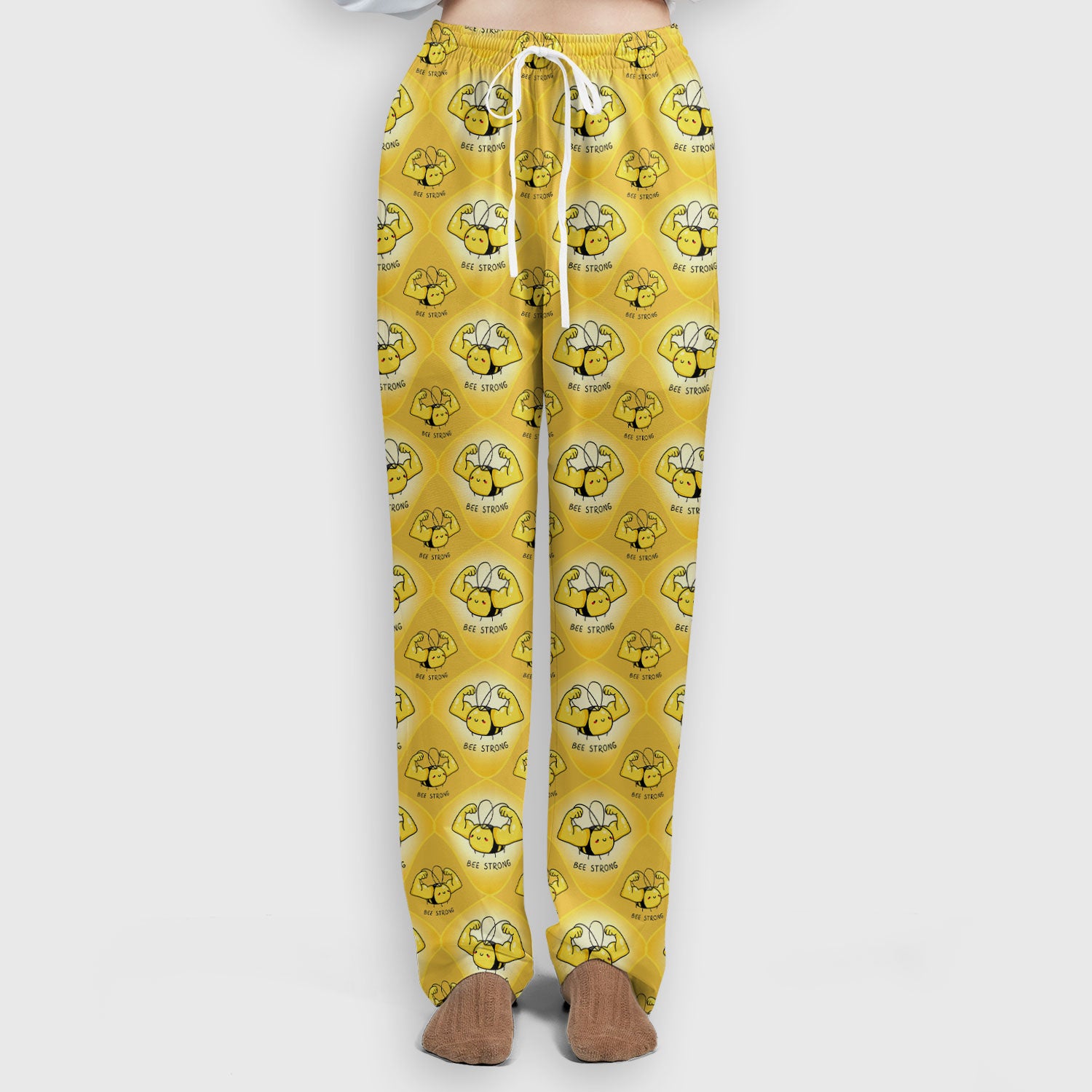 Bee Strong Honey Bee Pattern Scrub Set, Scrub Pants and V Neck Top