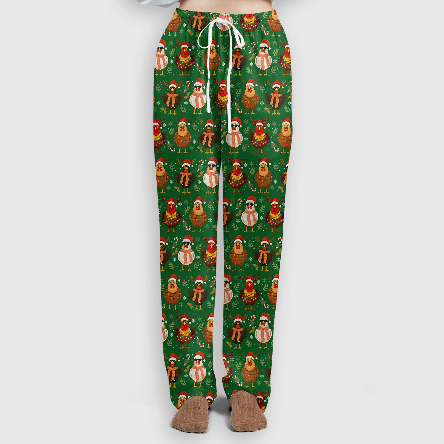 Funny Chicken Scrubs for Women - Christmas Pattern Scrub Top & Pants - Christmas Scrubs with Adorable Design