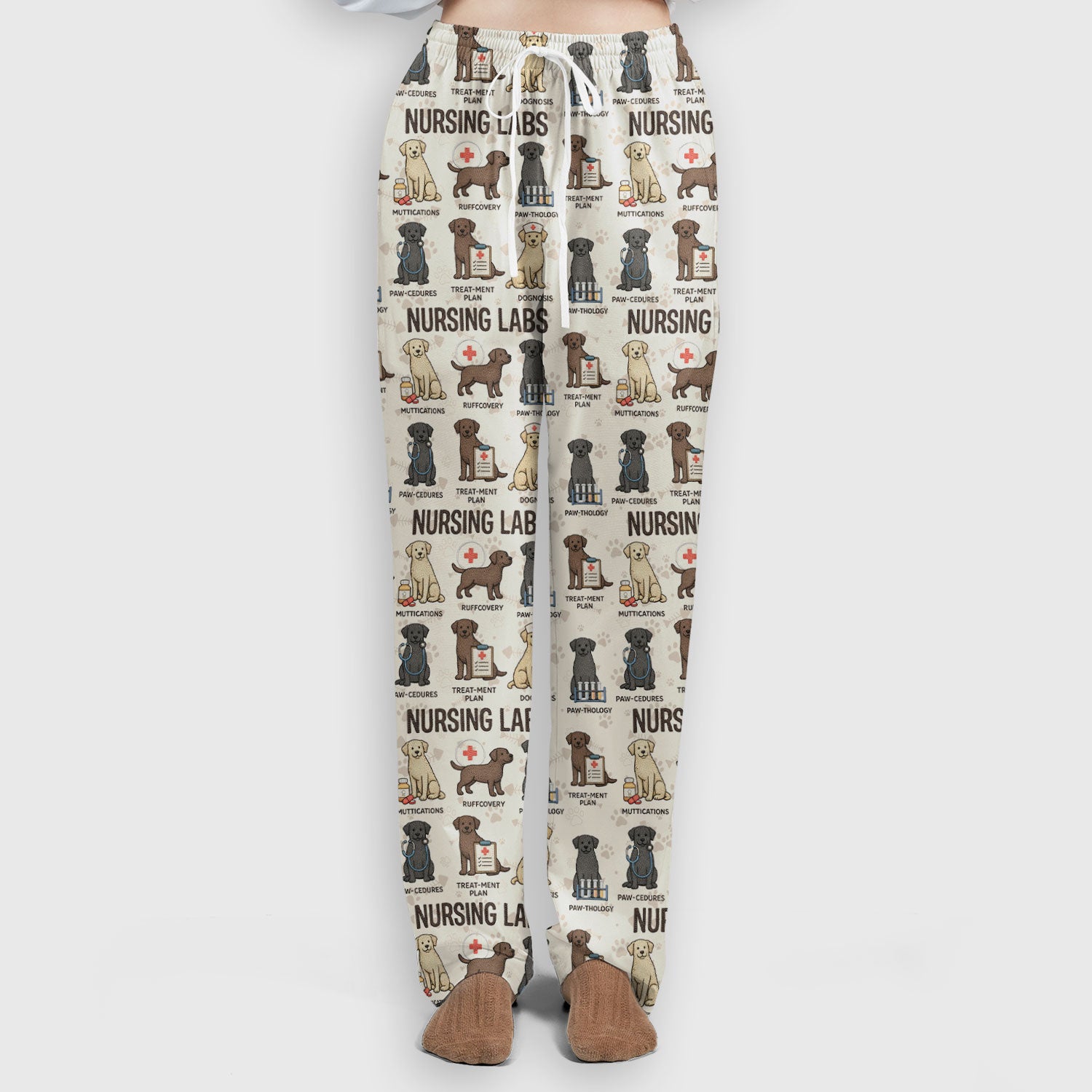 Playful Nursing Labs Dog Pattern Scrub Set, Nurse Uniform Scrubs Set