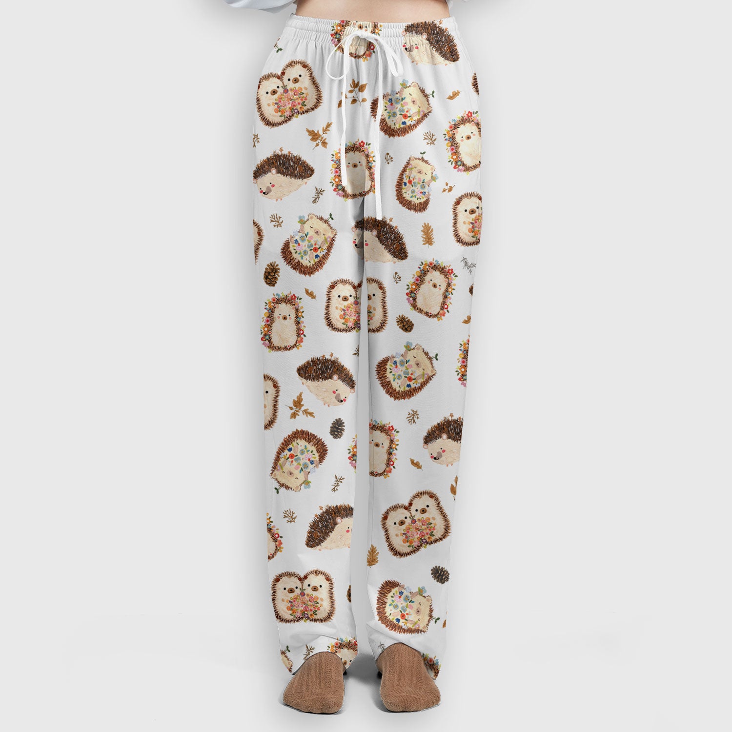 Cute Hedgehog Floral Scrub Set, Breathable Med Uniform