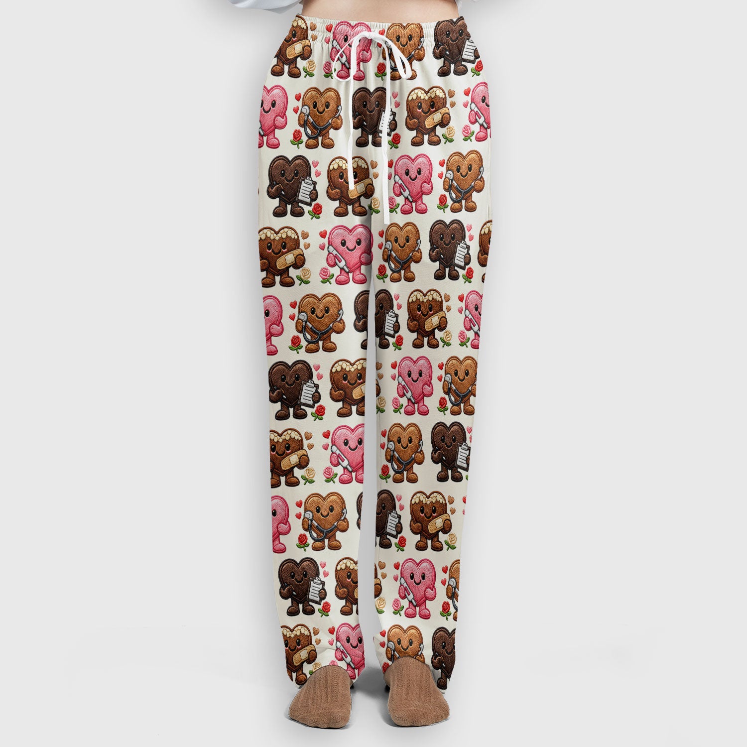 Valentine Heart Nurse Scrub Set, Cute Medical Love Pattern Shirt, Breathable Fabrics Nursing Uniform