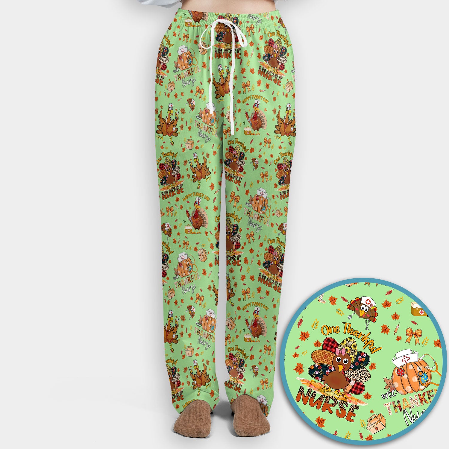 Thanksgiving Nurse Fall Scrub Sets for Women - Cute Turkey and Pumpkin Scrubs Pants and V Neck Top - Autumn Med Gift for Her