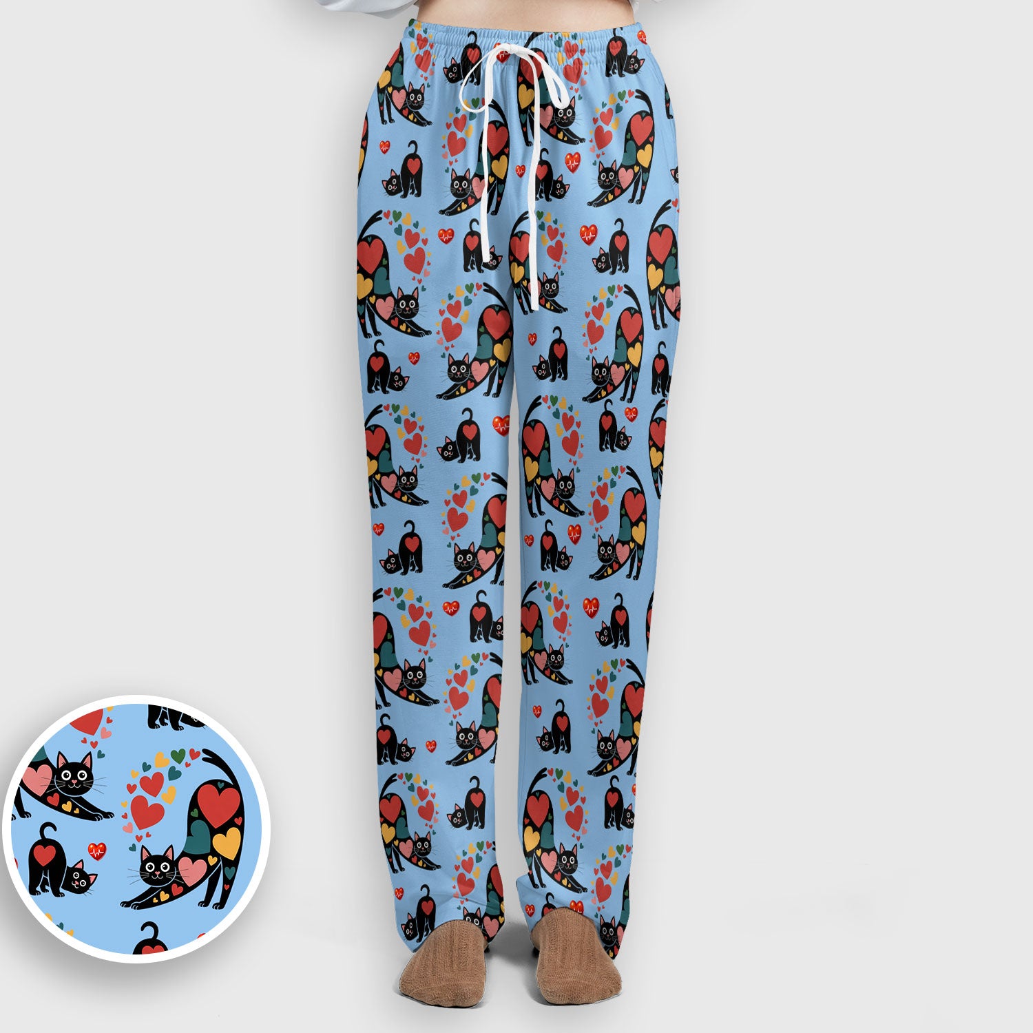 Playful Cat Valentine Heart Print Medical Scrub Set, Breathable Med Uniform